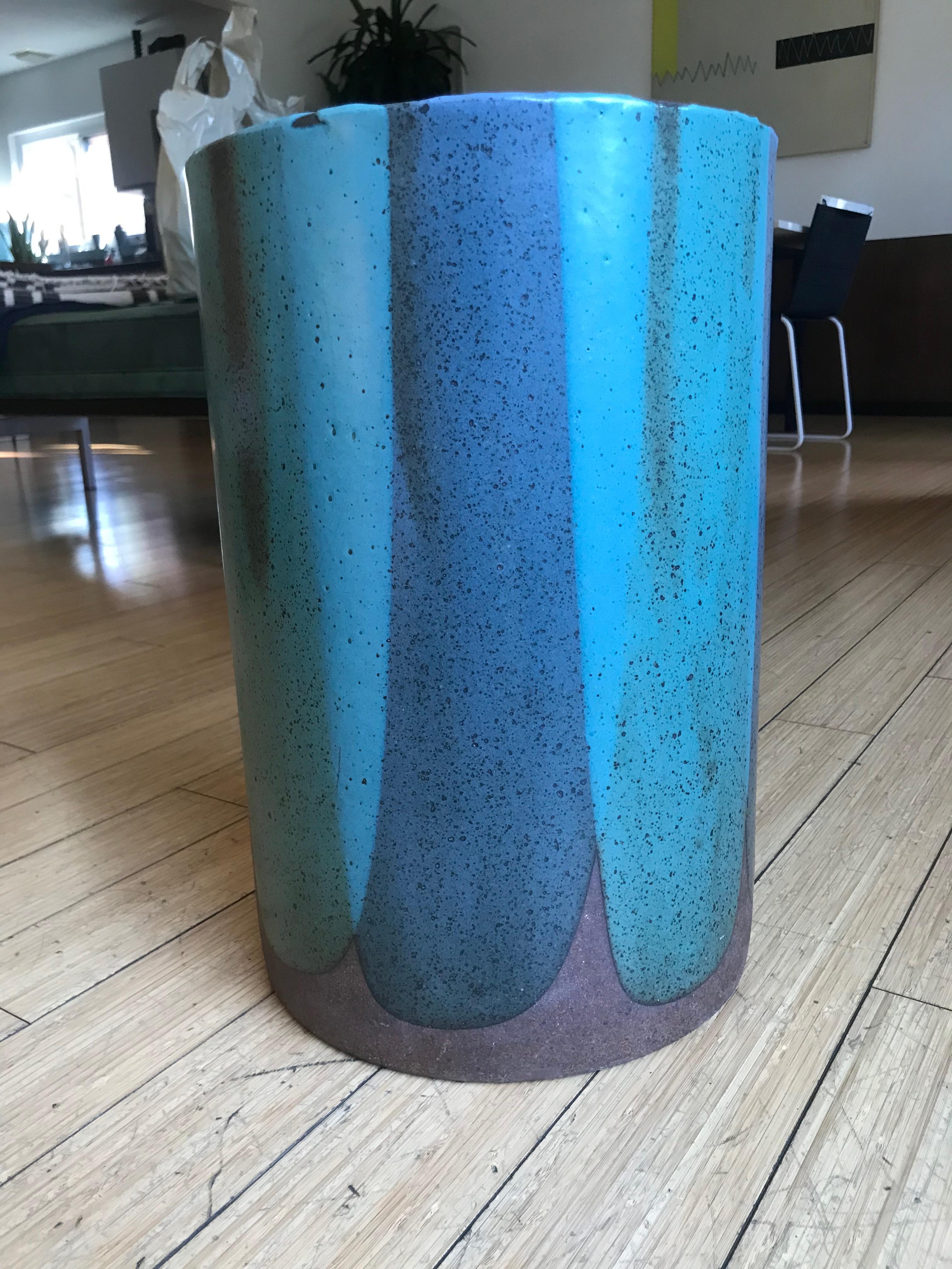 David Cressey Artisan Stoneware 'Flame' Glaze Planter In Good Condition In Los Angeles, CA
