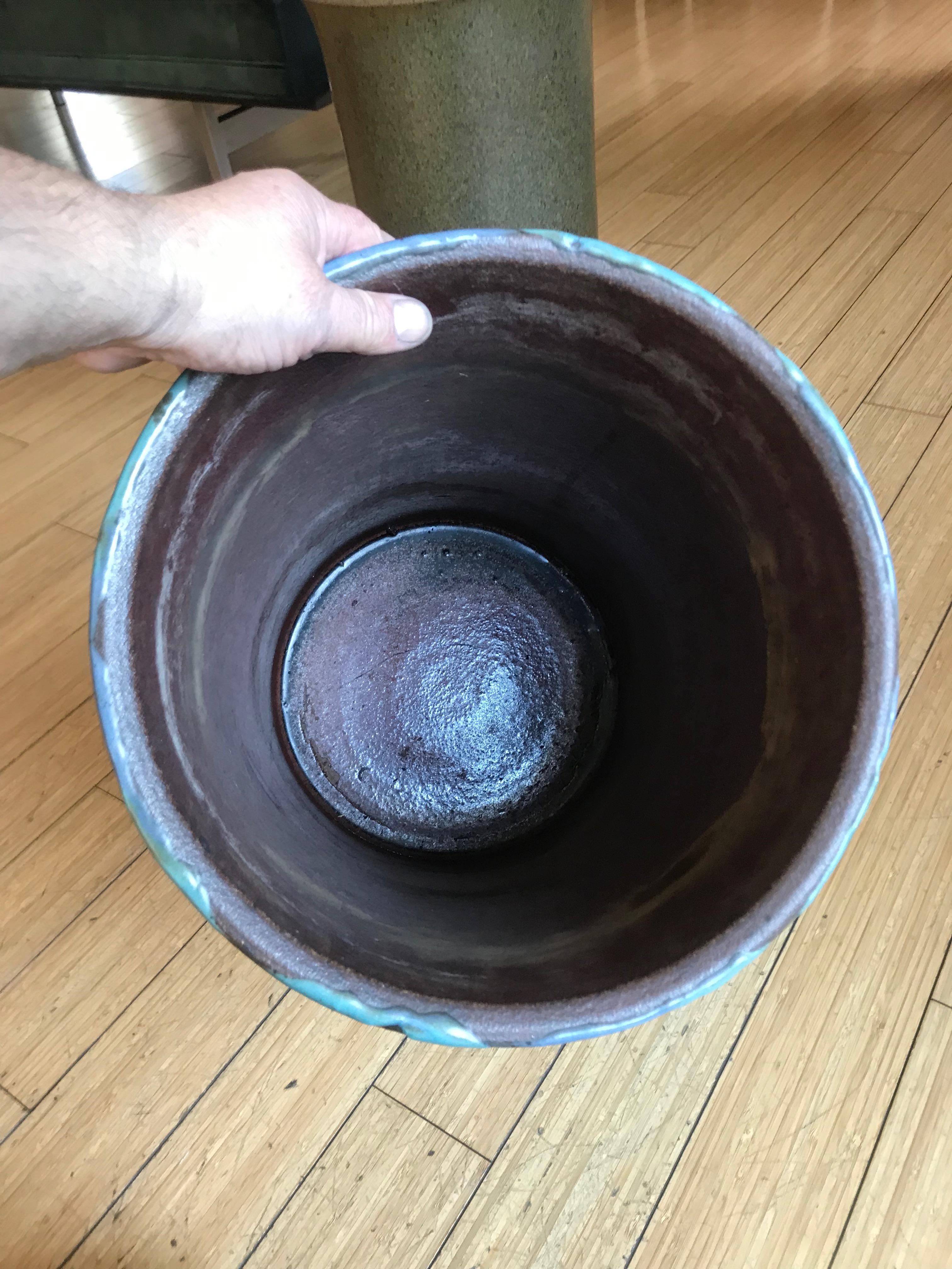 Ceramic David Cressey Artisan Stoneware 'Flame' Glaze Planter