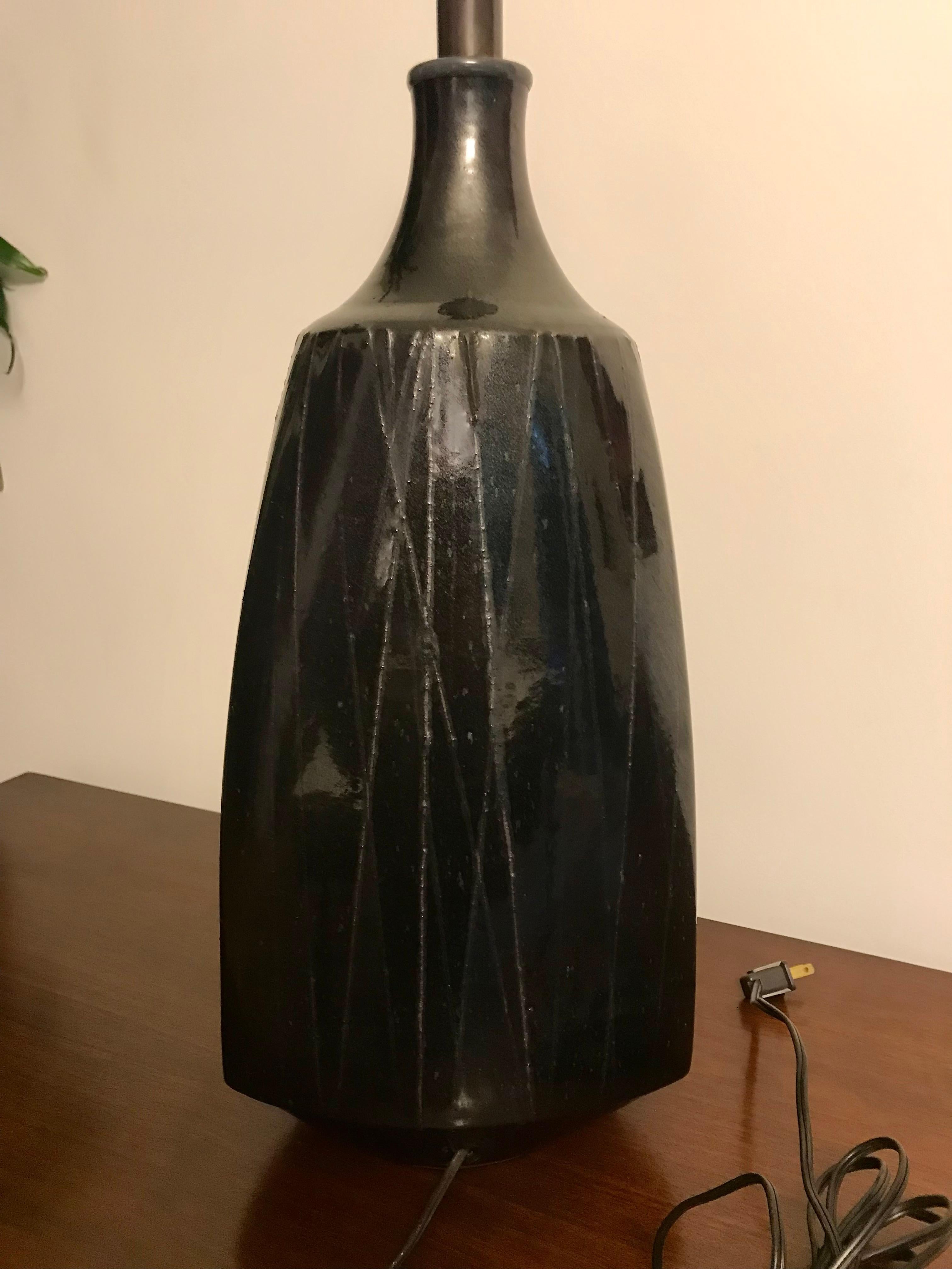 Mid-Century Modern Stoneware 'Random Line' Lamp David Cressey  For Sale