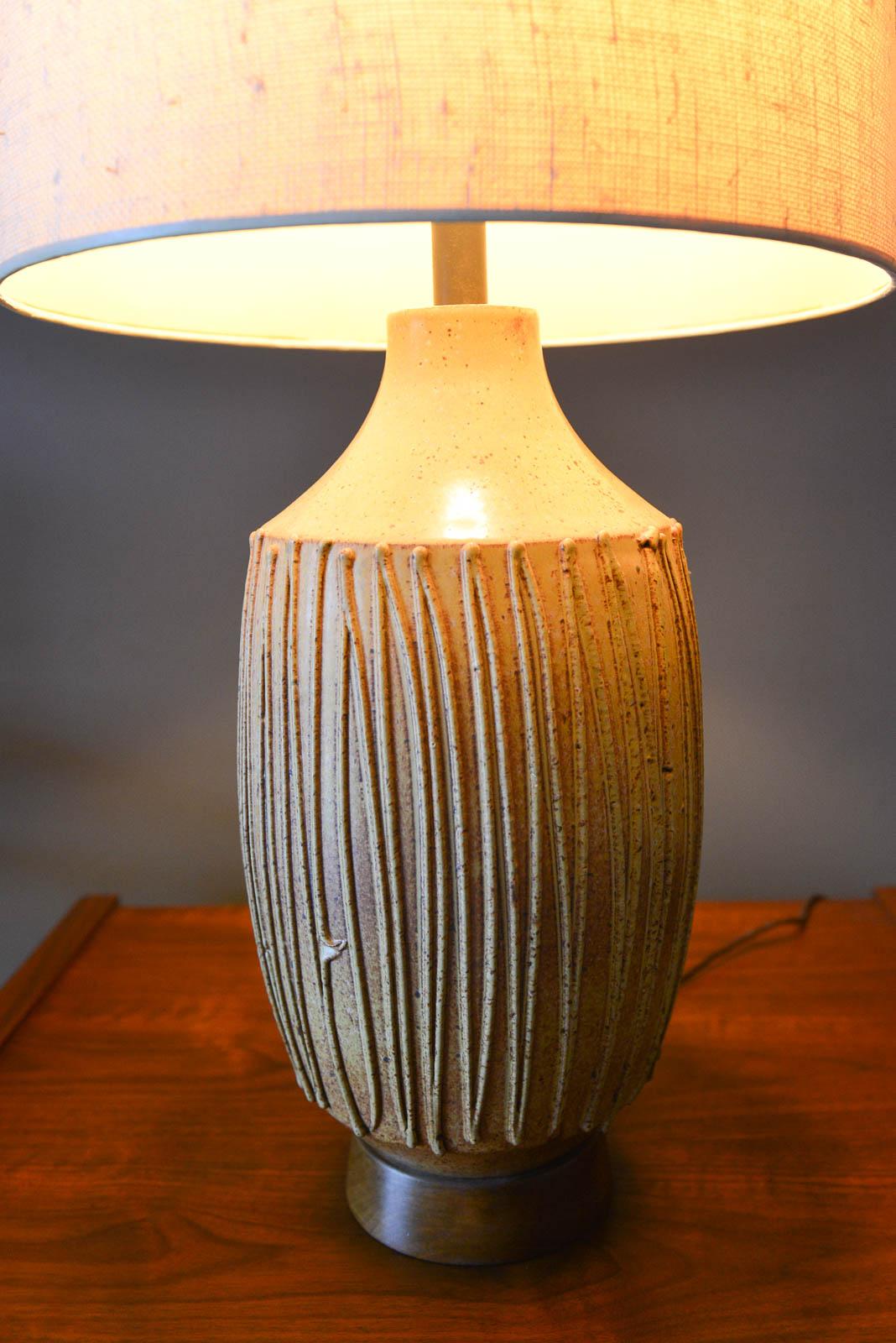 Late 20th Century David Cressey Drip Glaze Ceramic Table Lamp, circa 1970 For Sale