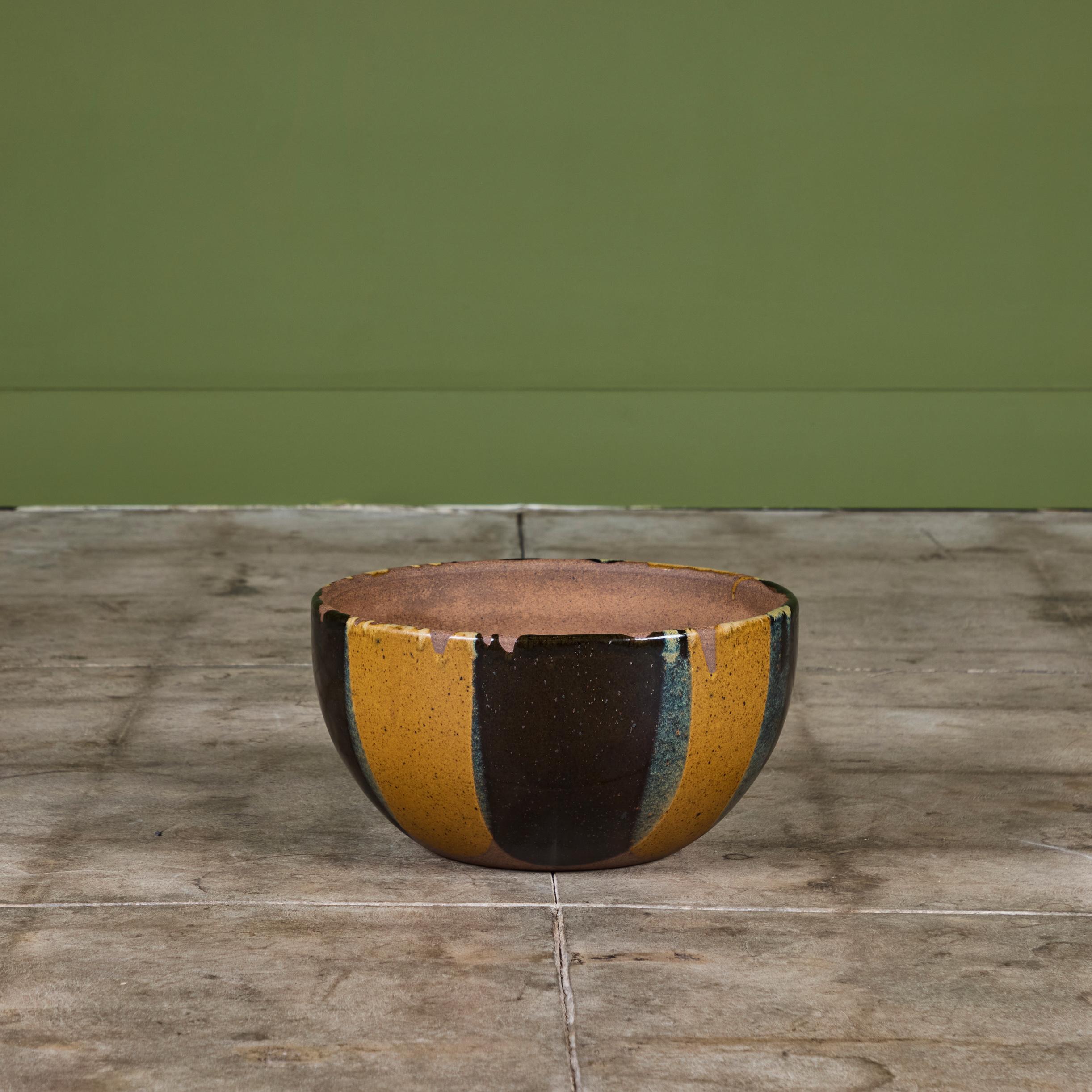 Americano Fioriera a ciotola con smalto a fiamma di David Cressey per Architectural Pottery in vendita