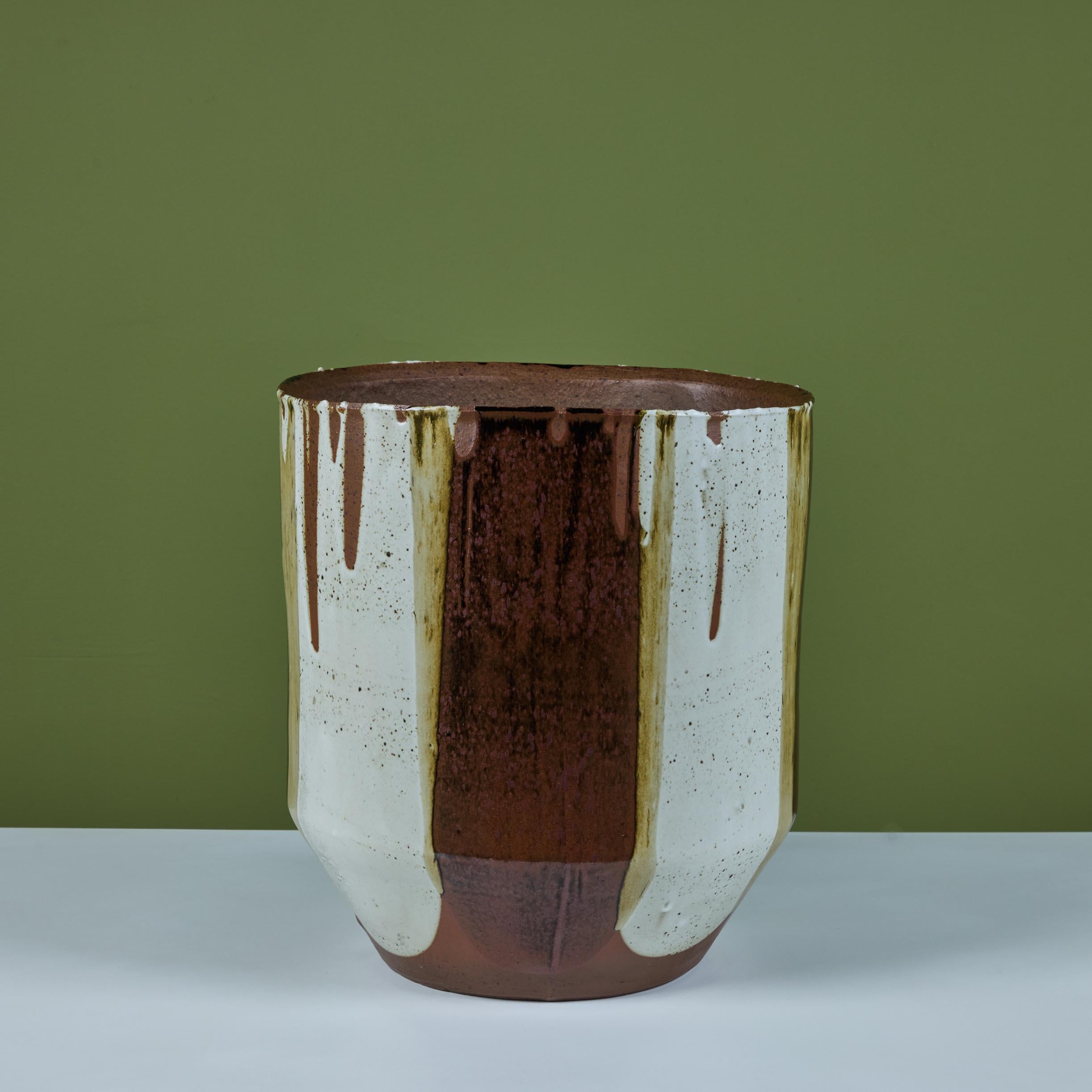American David Cressey Flame-Glazed Bullet Planter for Architectural Pottery For Sale
