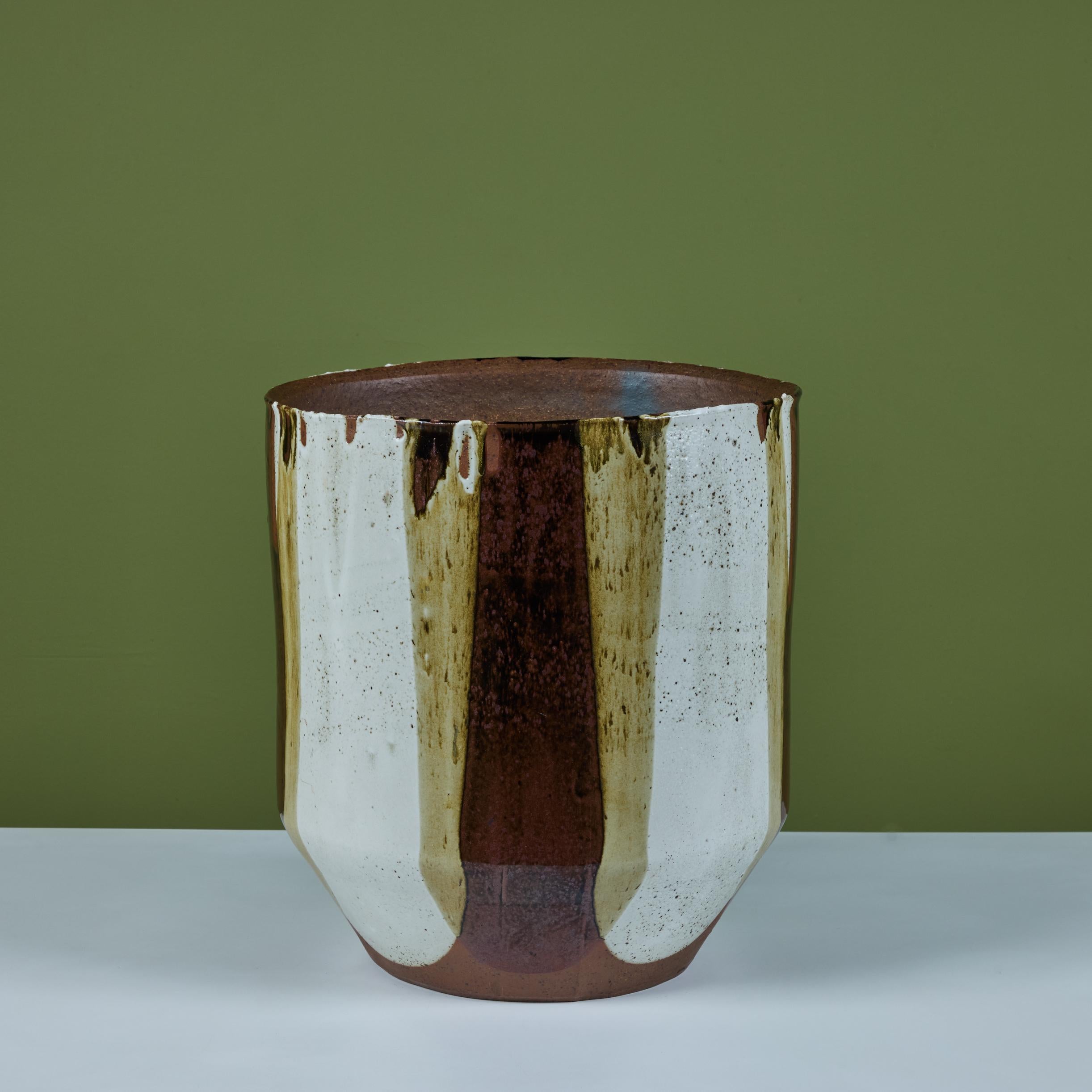 David Cressey Flame-Glazed Bullet Planter for Architectural Pottery In Excellent Condition For Sale In Los Angeles, CA