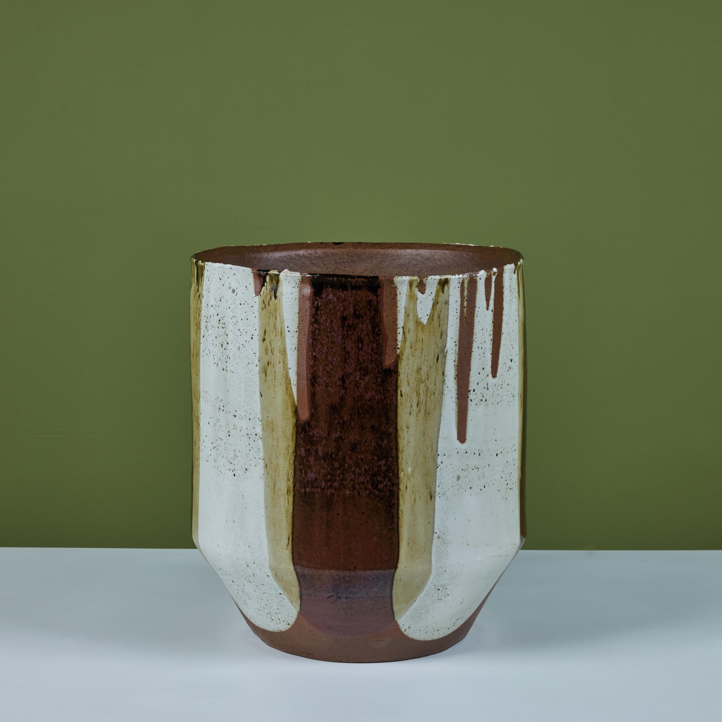 Stoneware David Cressey Flame-Glazed Bullet Planter for Architectural Pottery For Sale