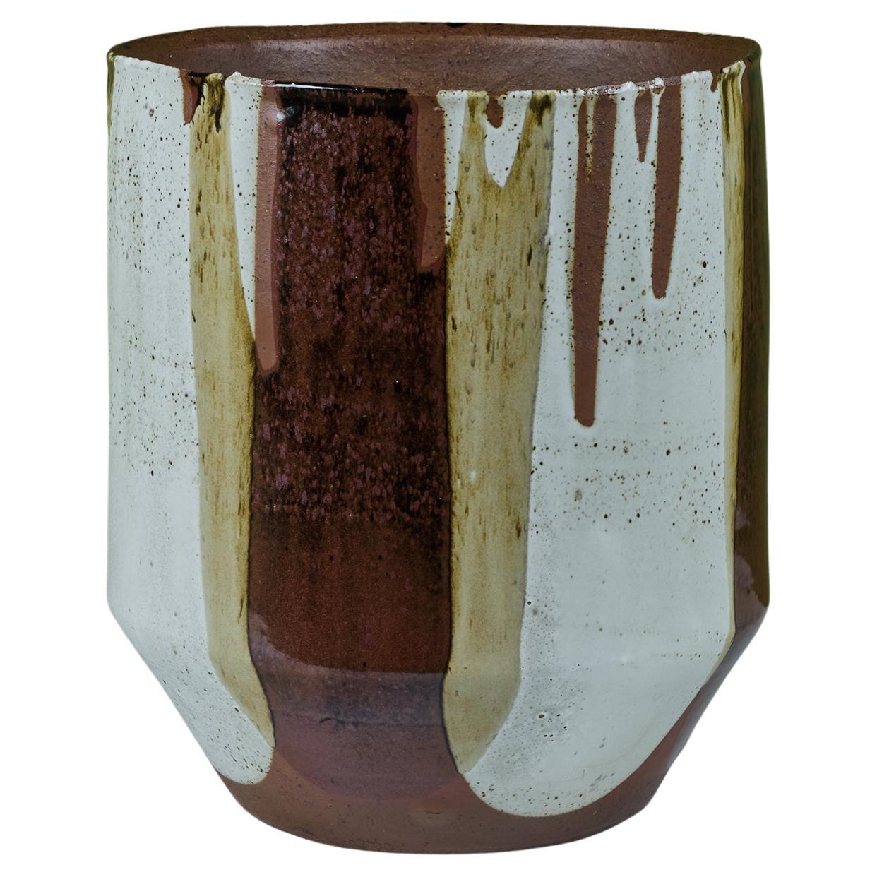 David Cressey Flammenglasiertes Kugel-Pflanzgefäß für Architectural Pottery
