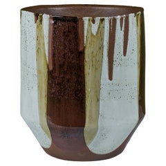 David Cressey Macetero de bala esmaltado a la llama para Architectural Pottery