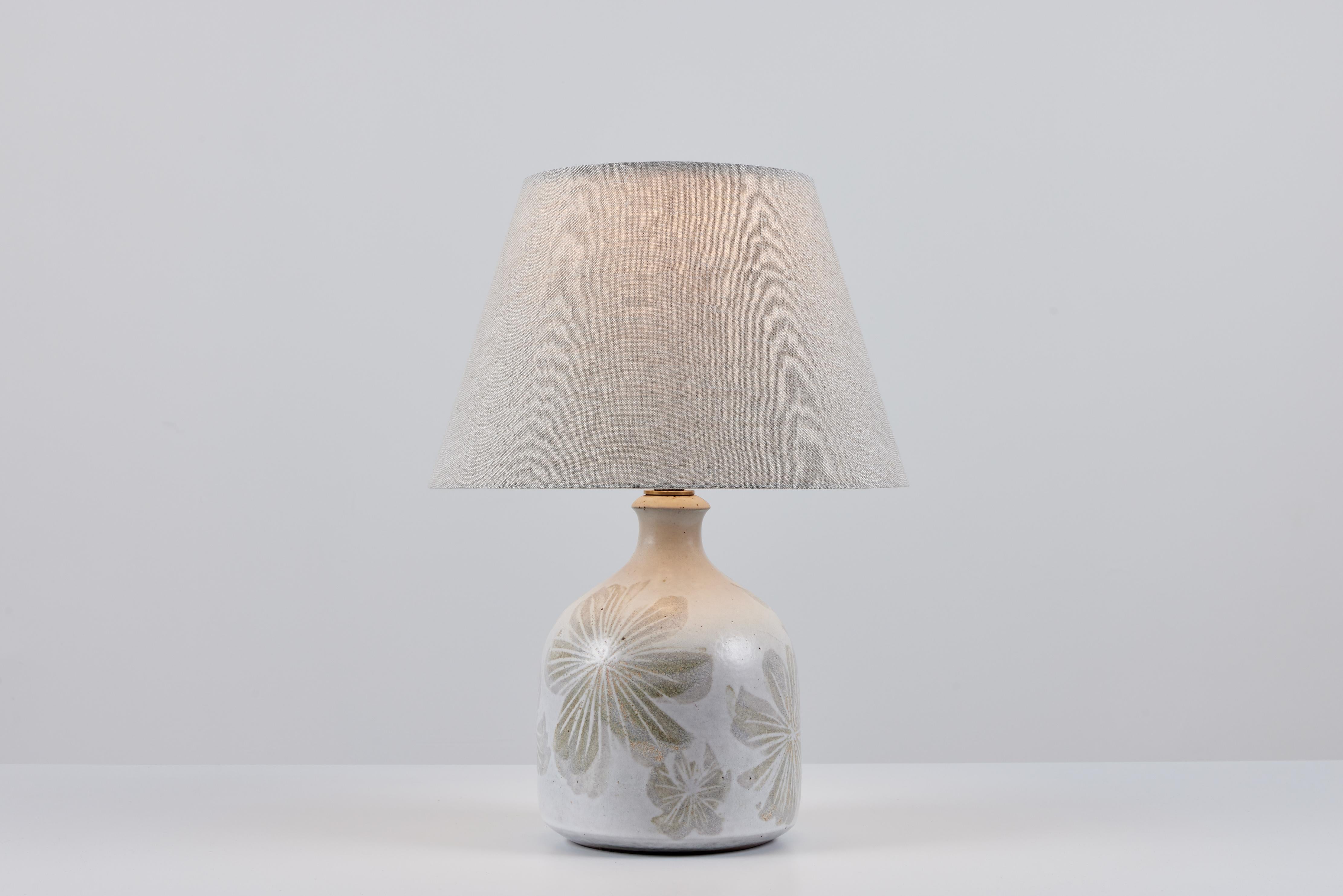 American David Cressey Floral Ceramic Glazed Lamp