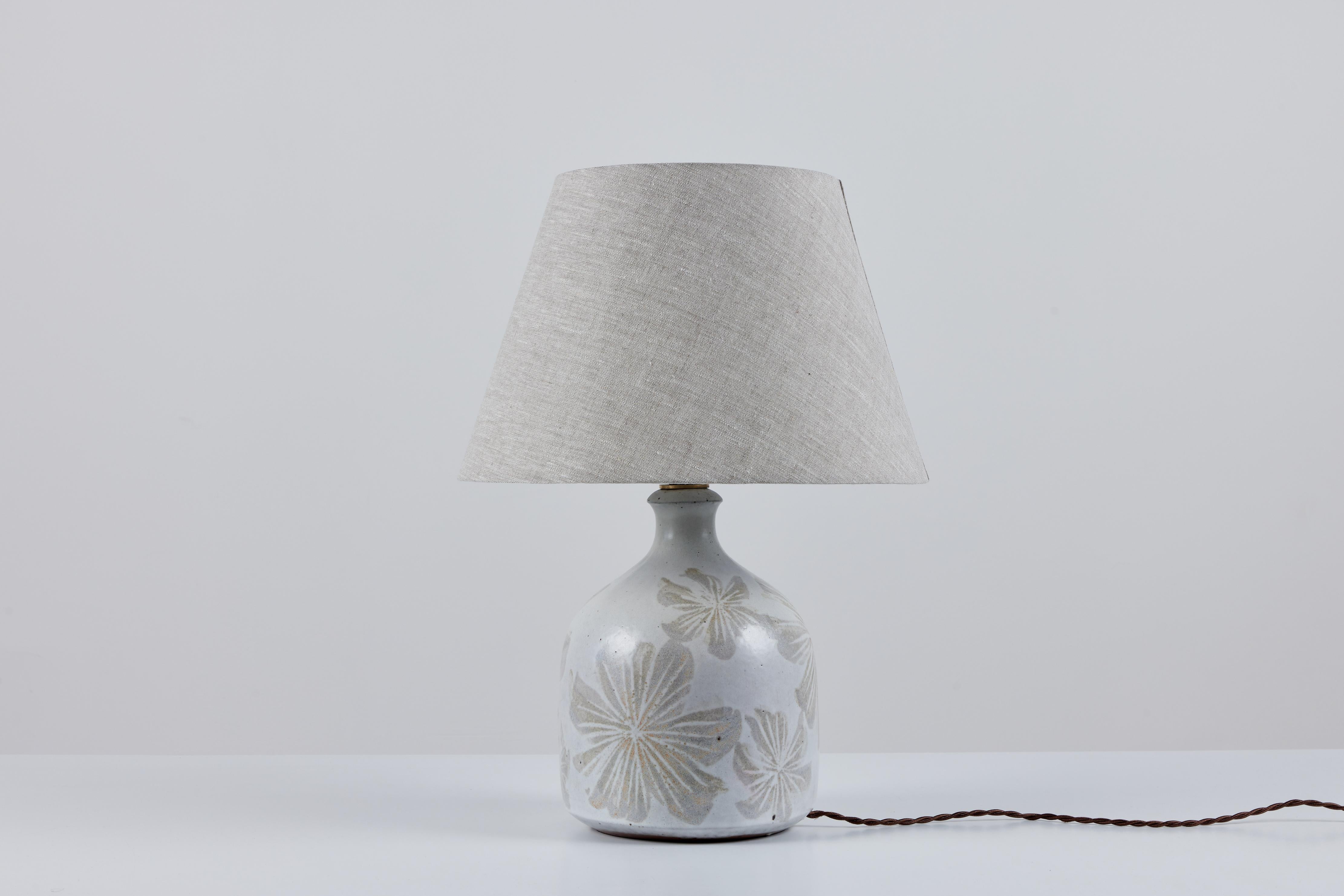 David Cressey Floral Ceramic Glazed Lamp In Excellent Condition In Los Angeles, CA