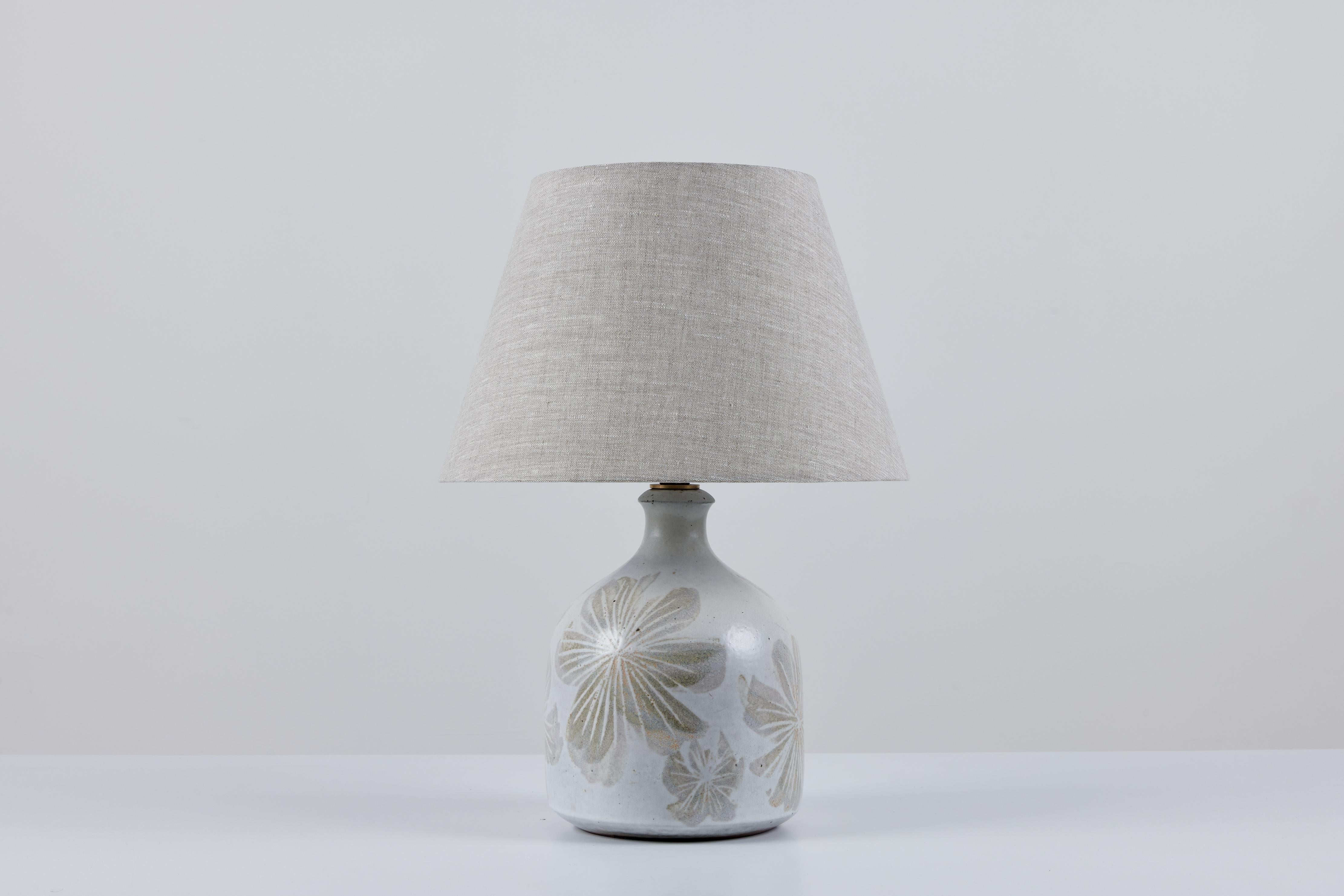 20th Century David Cressey Floral Ceramic Glazed Lamp
