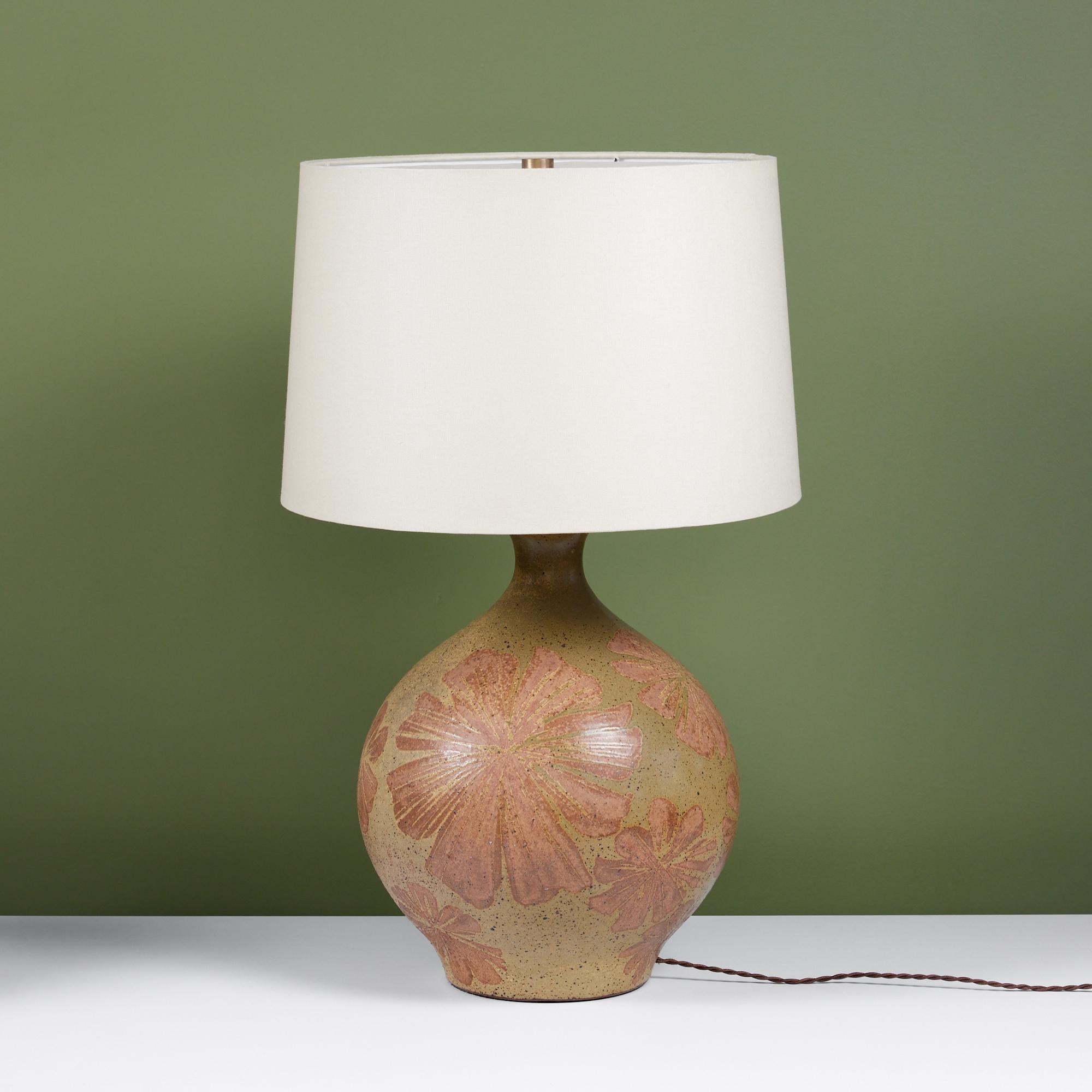 American David Cressey Floral Motif Ceramic Glazed Lamp