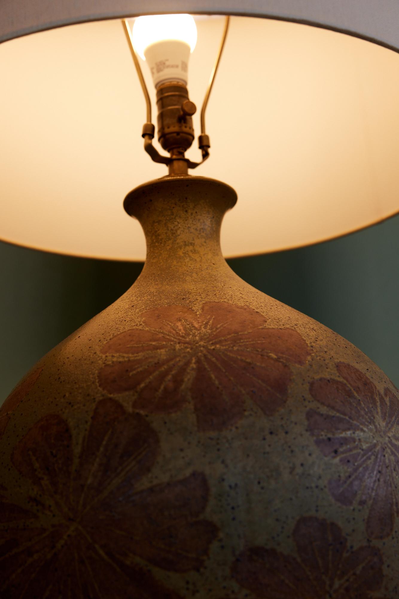 Mid-20th Century David Cressey Floral Motif Ceramic Glazed Lamp