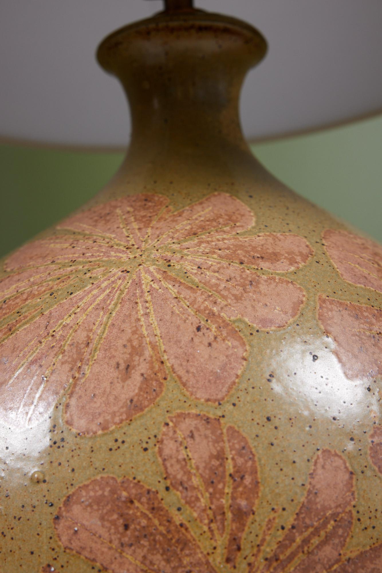 David Cressey Floral Motif Ceramic Glazed Lamp 2