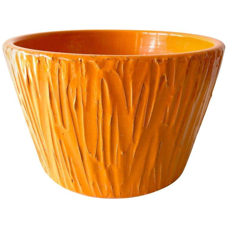 American David Cressey For Architectural Pottery  Orange Textured Planter