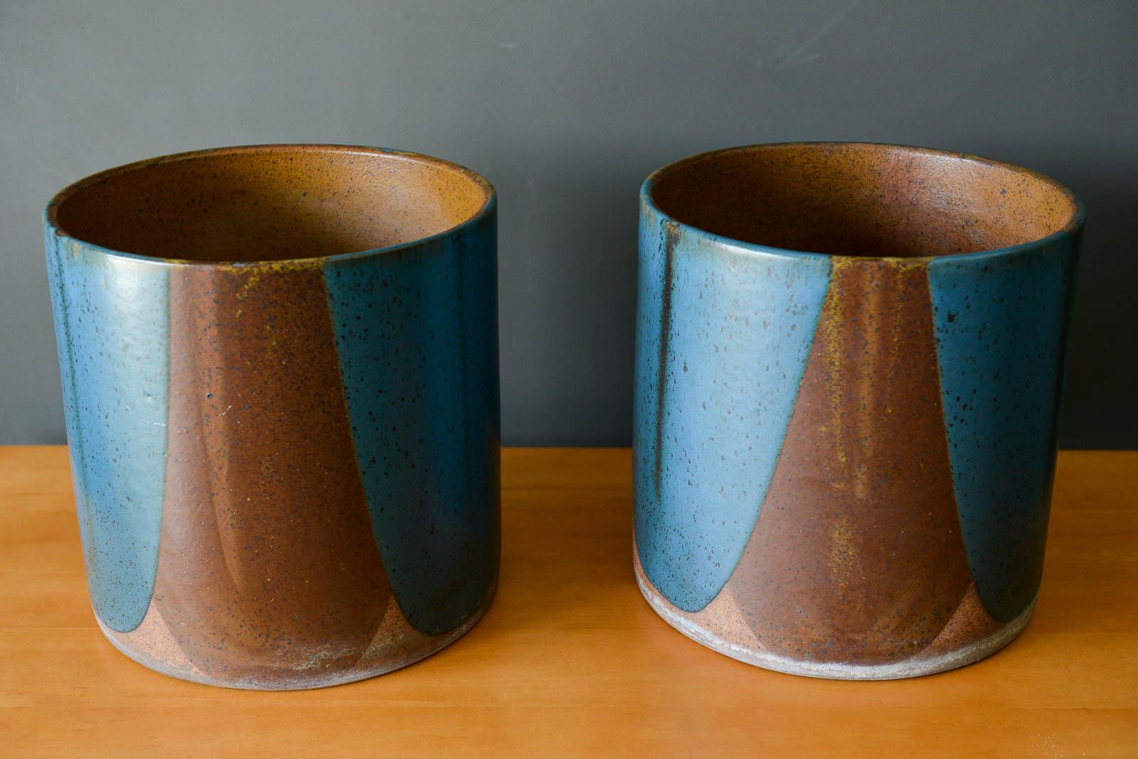American David Cressey for Architectural Pottery Pro/Artisan Blue Flame Glaze Planters
