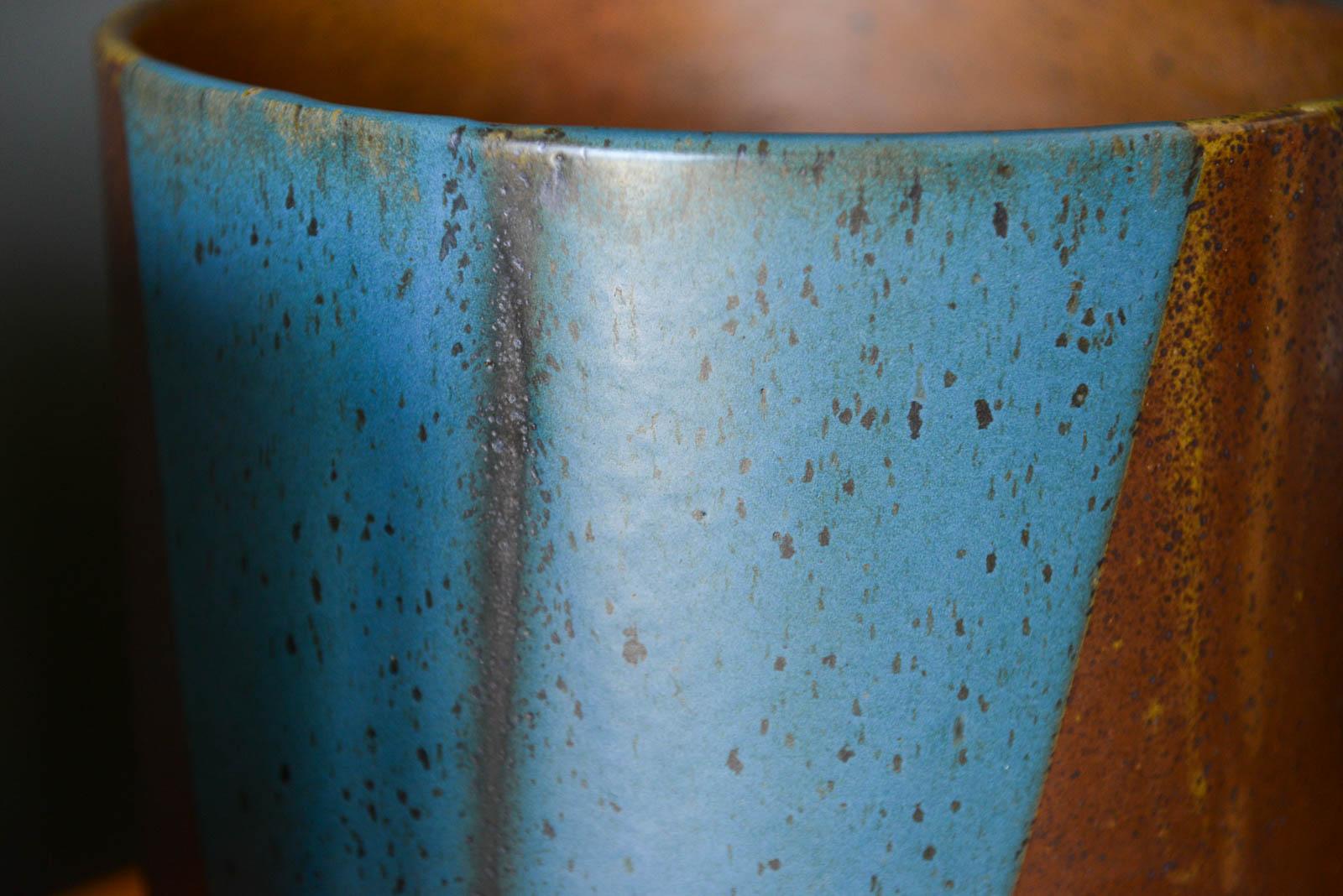 Late 20th Century David Cressey for Architectural Pottery Pro/Artisan Blue Flame Glaze Planters