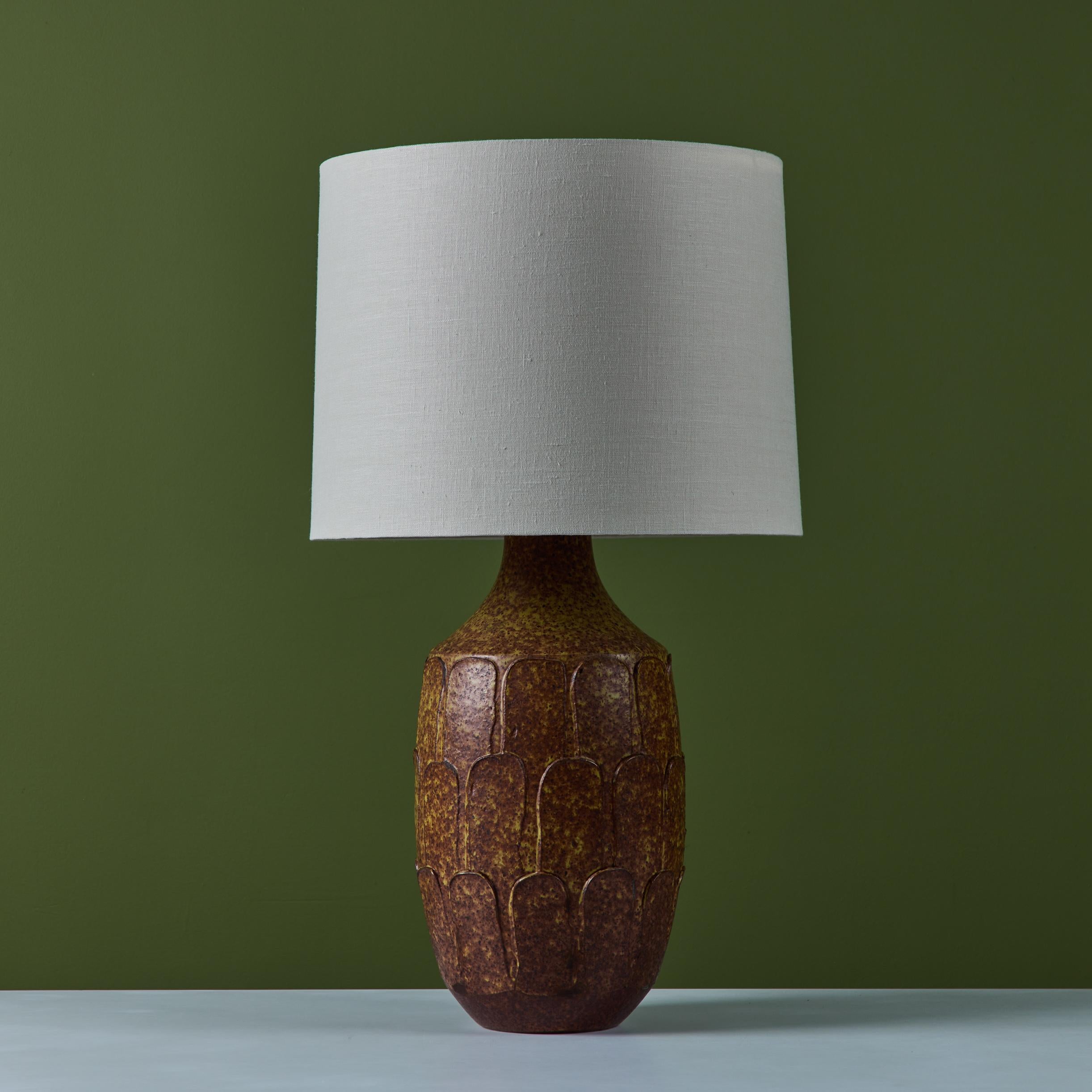 American David Cressey Glazed Stoneware Leaf Lamp