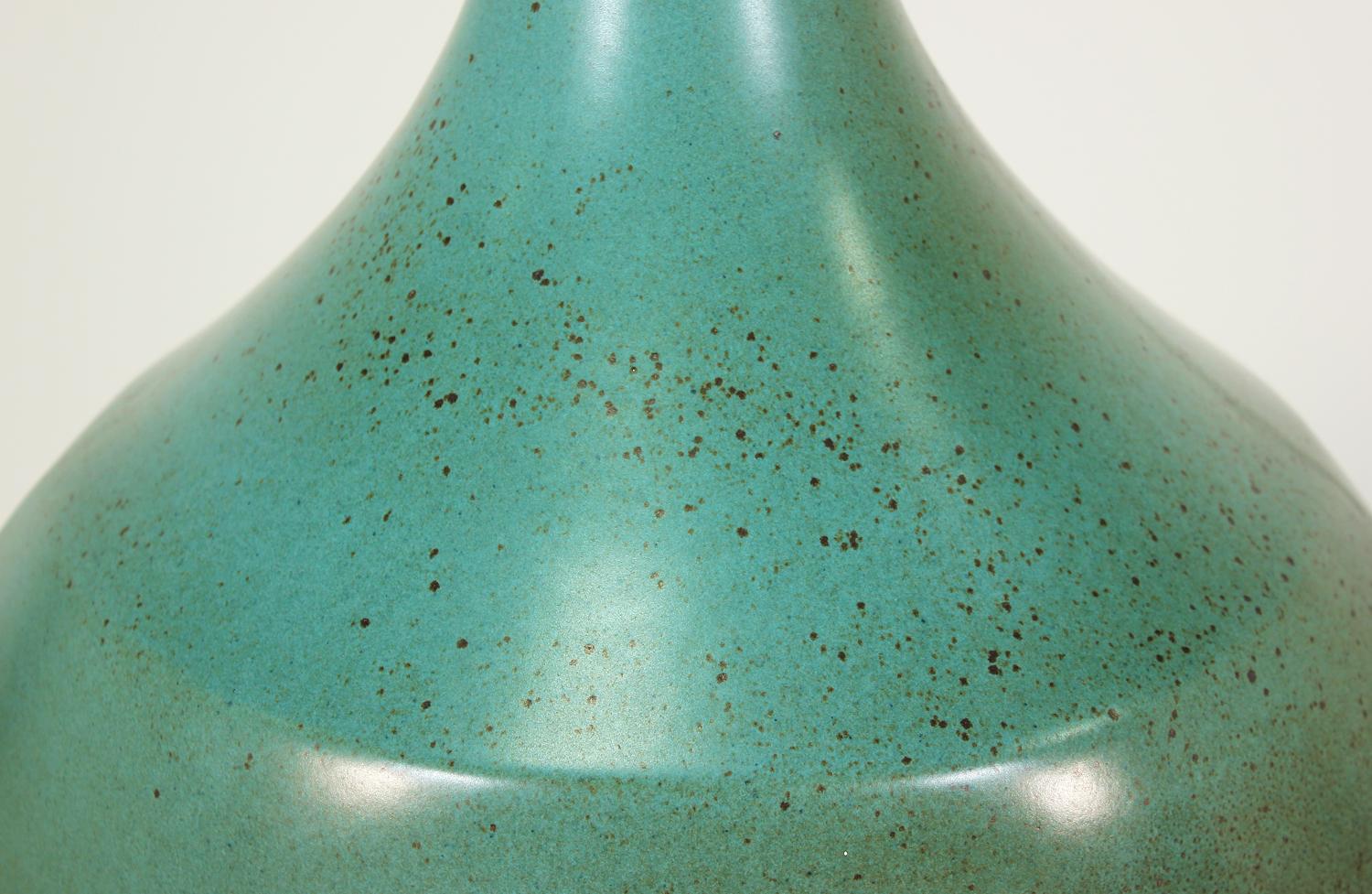 David Cressey Glazed Teal Ceramic Table Lamp for Architectural Pottery 1