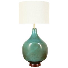 David Cressey Glazed Teal Ceramic Table Lamp for Architectural Pottery