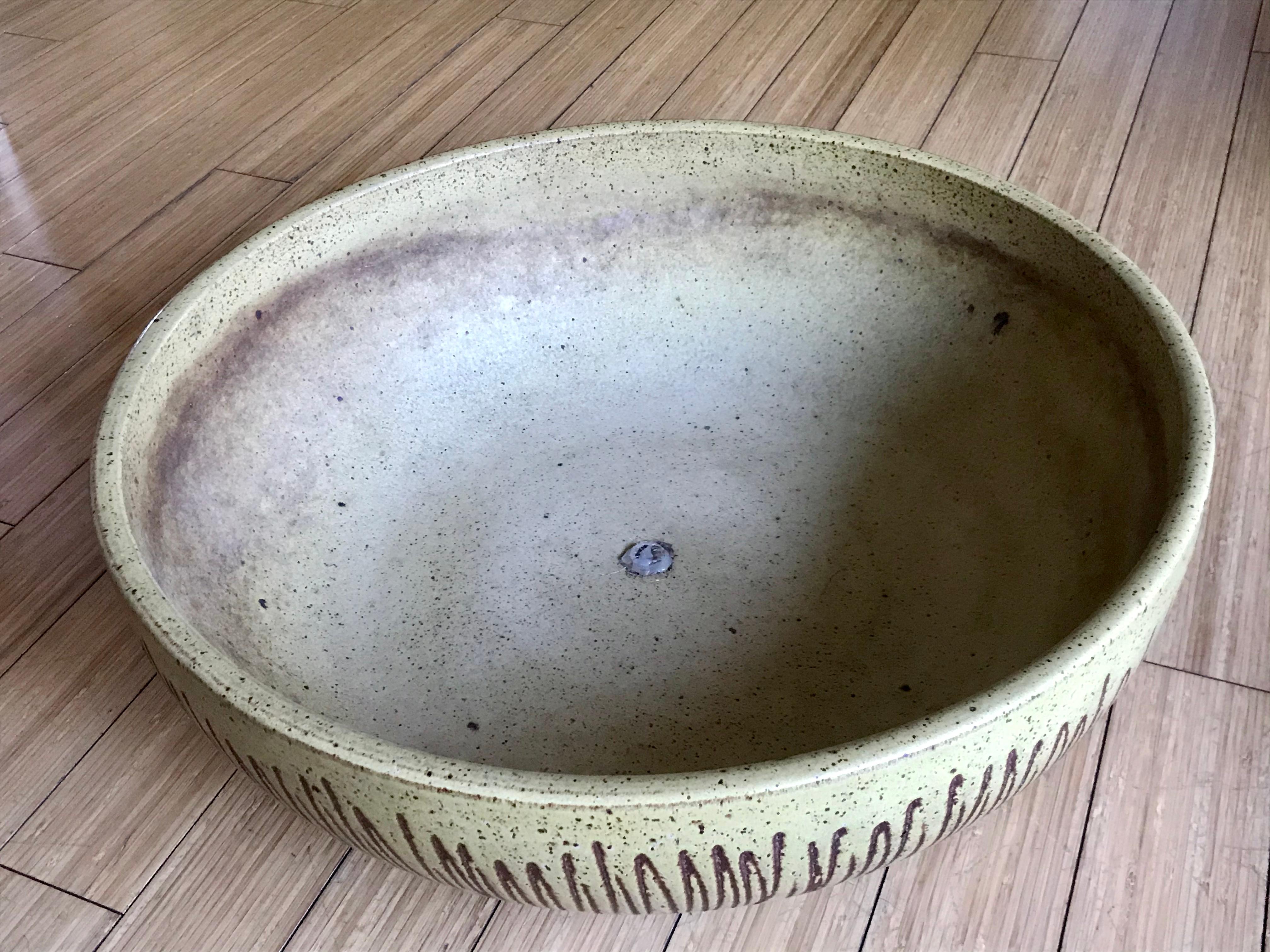 Ceramic Large Stoneware 'Sgraffito' Planter David Cressey   For Sale