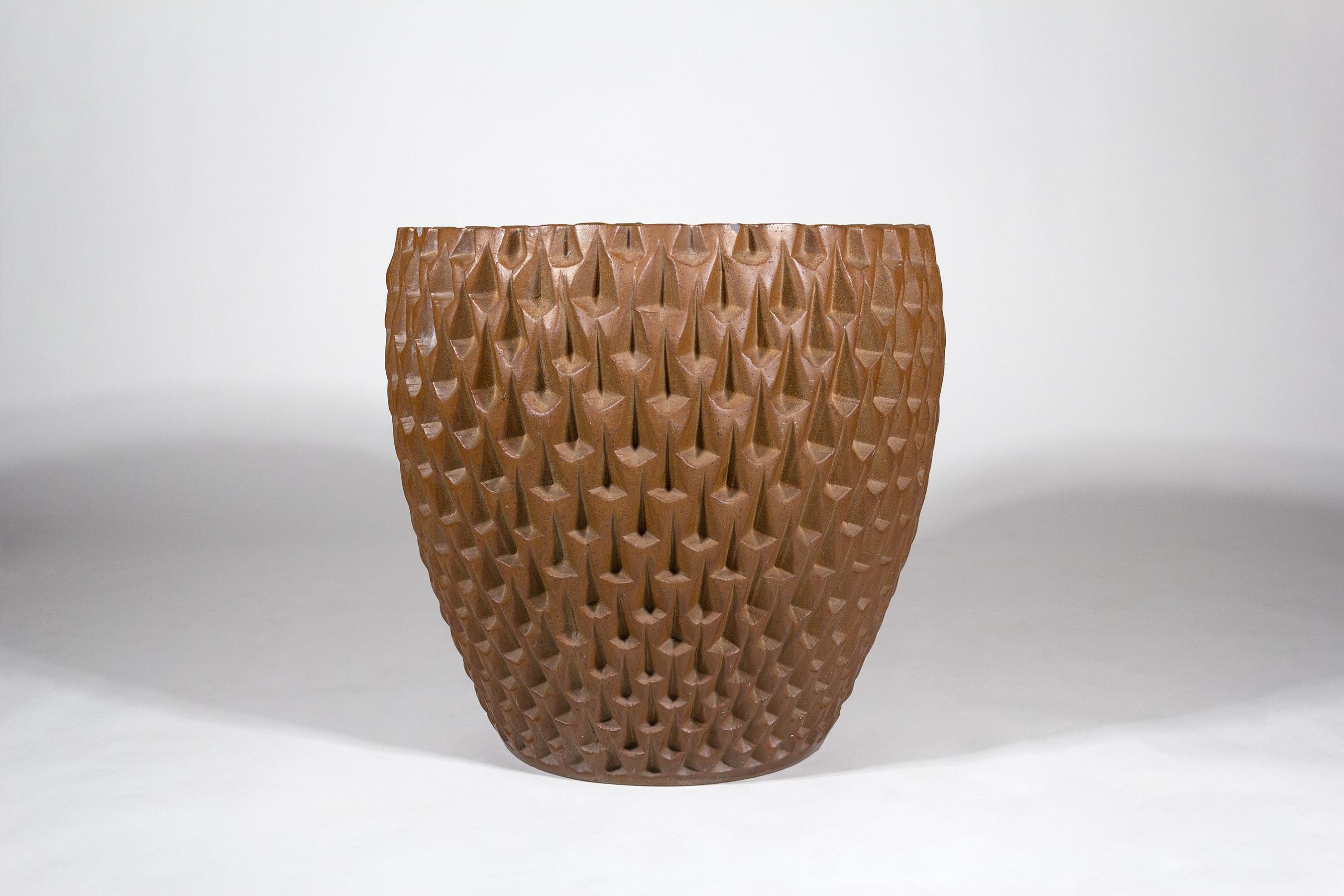 Phoenix-1 stoneware planter designed by David Cressey for Architectural Pottery Unglazed version measuring 24