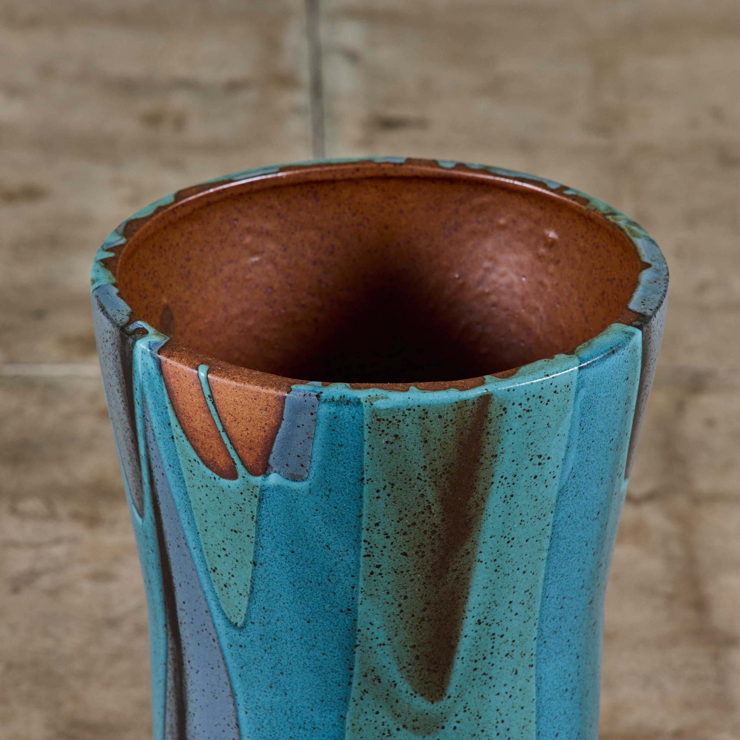 David Cressey Pro/Artisan Urna di sabbia blu smaltata a fiamma per Architectural Pottery in vendita 3