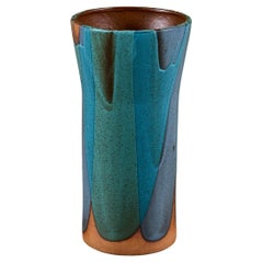 David Cressey Pro/Artisan Urna di sabbia blu smaltata a fiamma per Architectural Pottery