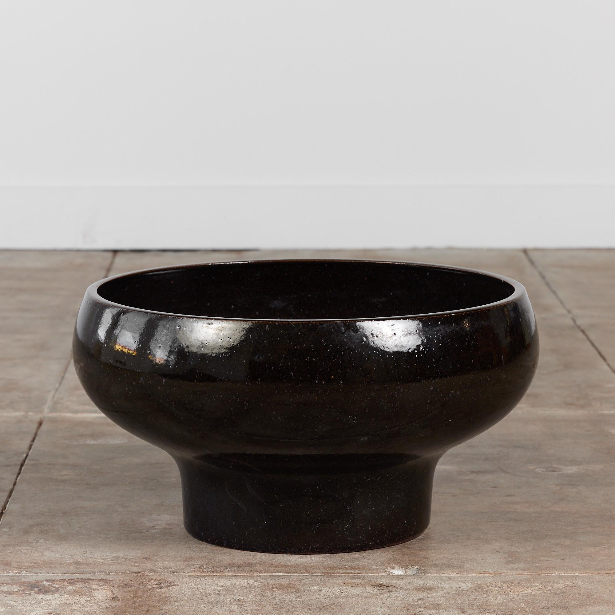 Mid-Century Modern David Cressey Pro/Artisan Charcoal Glazed Bowl Planter For Sale