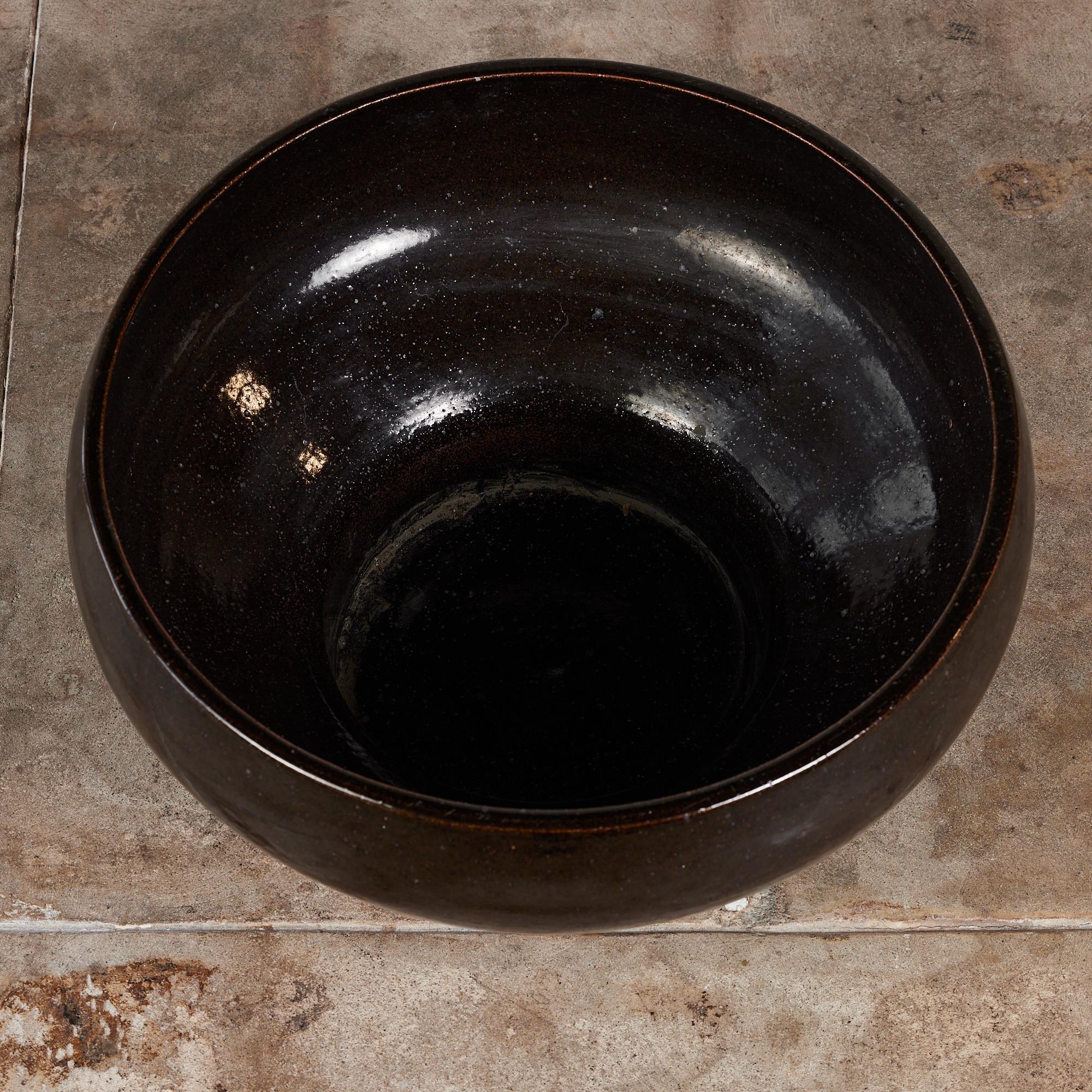 20th Century David Cressey Pro/Artisan Charcoal Glazed Bowl Planter For Sale