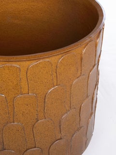 David Cressey Pro Artisan "Leaf" Pattern Extra Large Bullet Planter in Ochre Gla