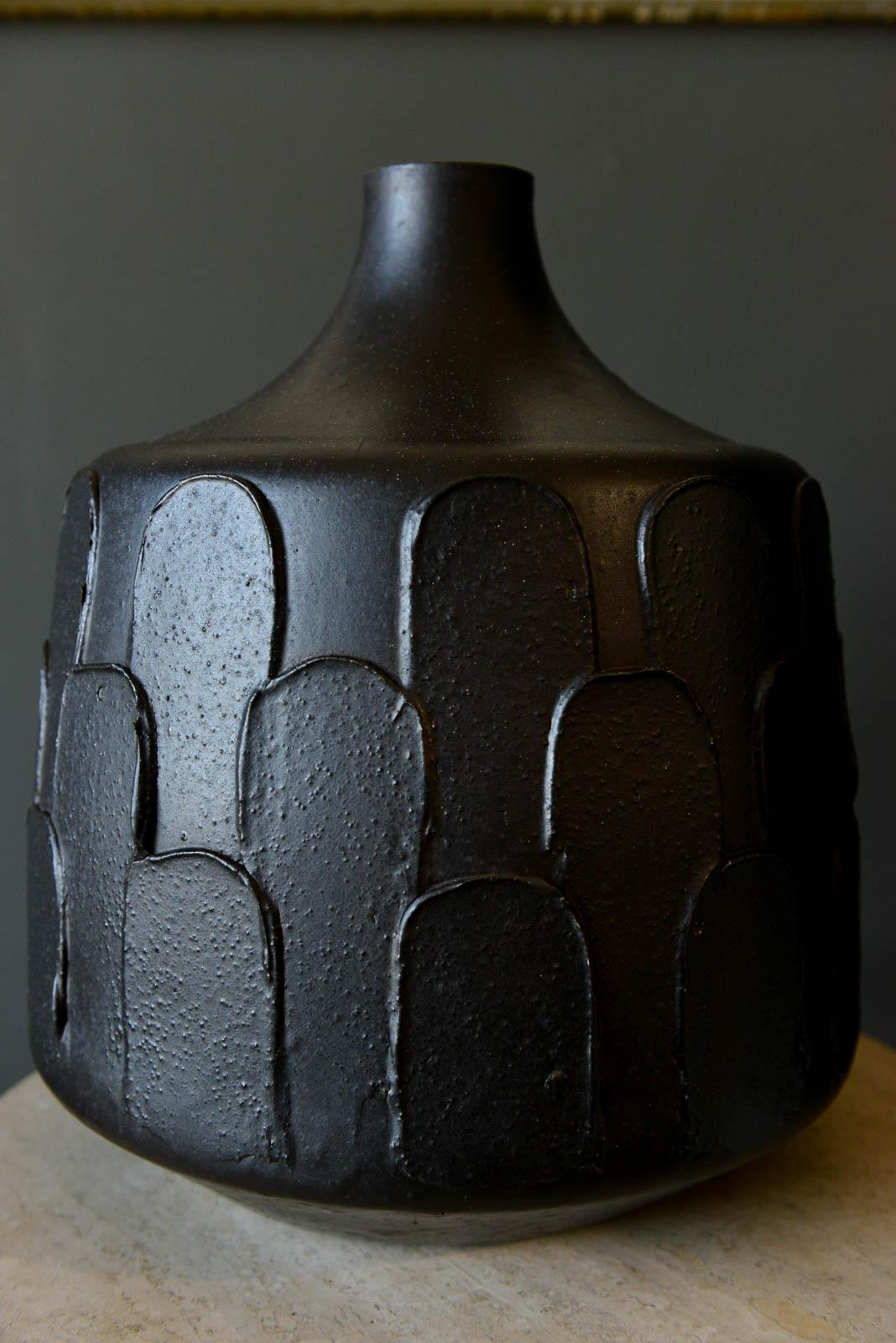 American David Cressey Pro/Artisan Leaf Pattern Vase or Lamp Base, 1970