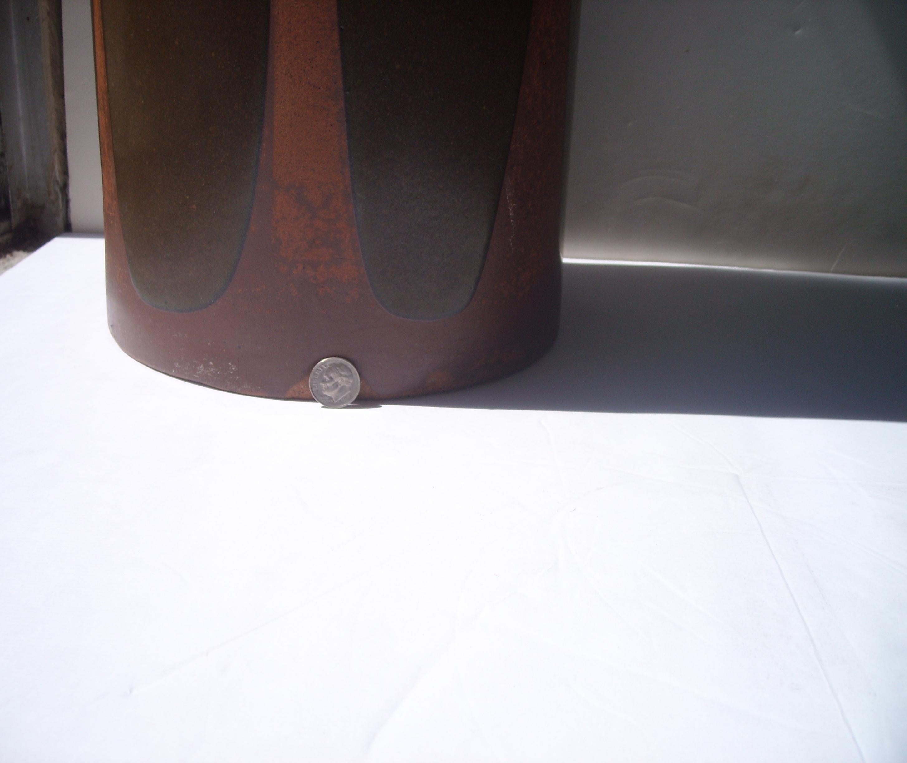 Modern David Cressey Rare Umbrella Stand or Vase, Artisan, Architectural Pottery, Flame