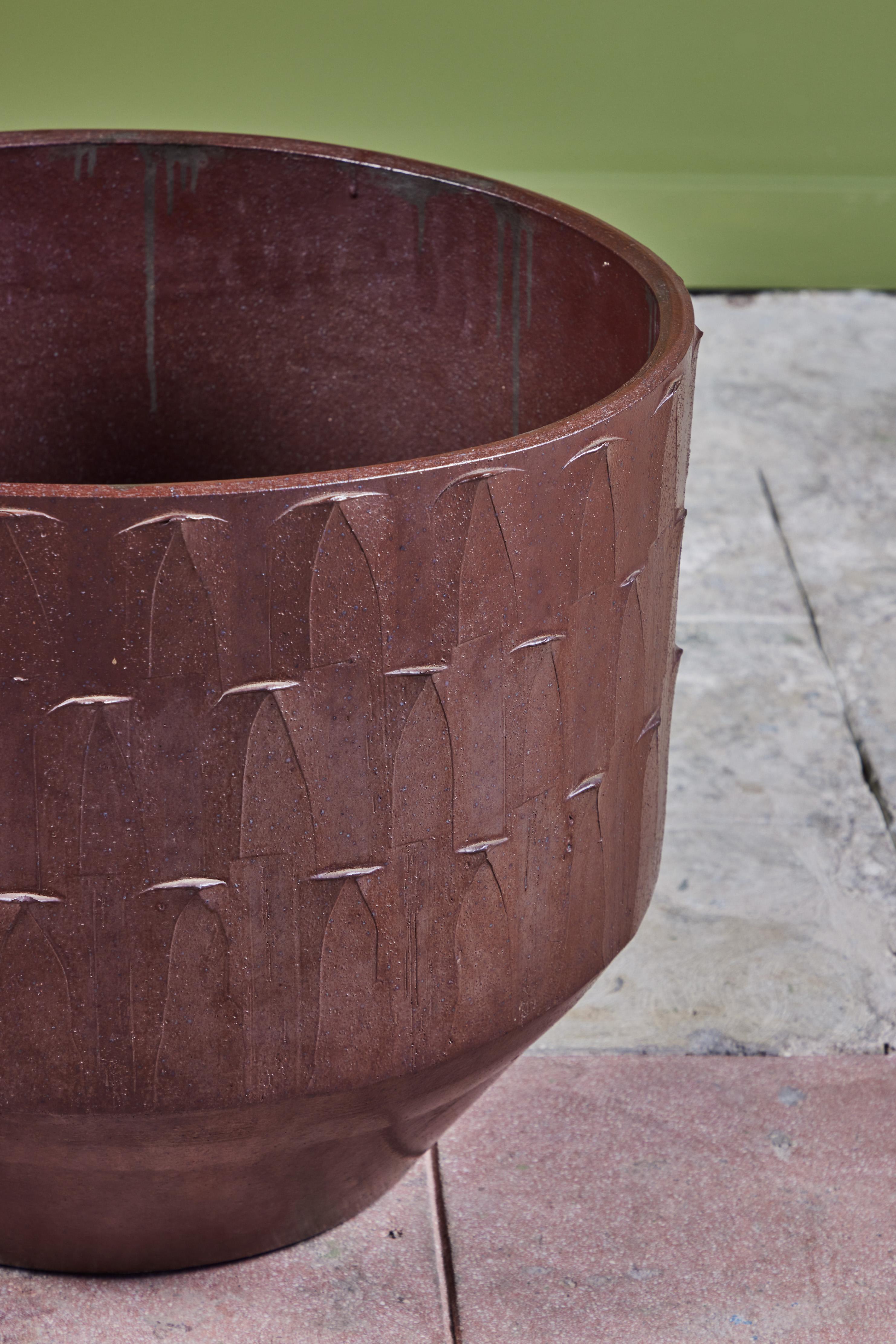 20th Century David Cressey Ribbed Plum Glazed Pro/Artisan Planter for Architectural Pottery