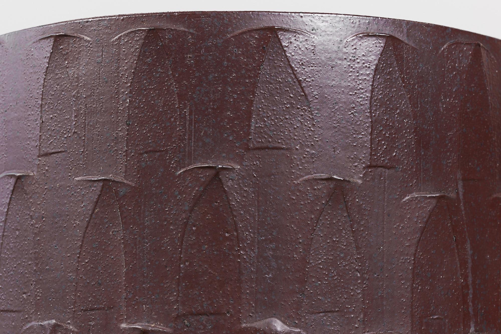 David Cressey Ribbed Plum Glazed Pro/Artisan Planter for Architectural Pottery 2