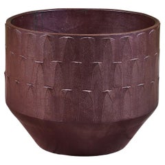 Retro David Cressey Ribbed Plum Glazed Pro/Artisan Planter for Architectural Pottery