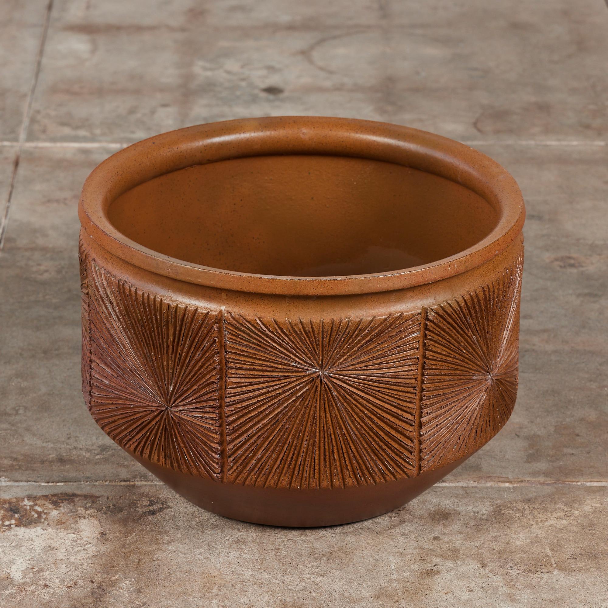 Late 20th Century David Cressey & Robert Maxwell Glazed “Sunburst” Planter for Earthgender