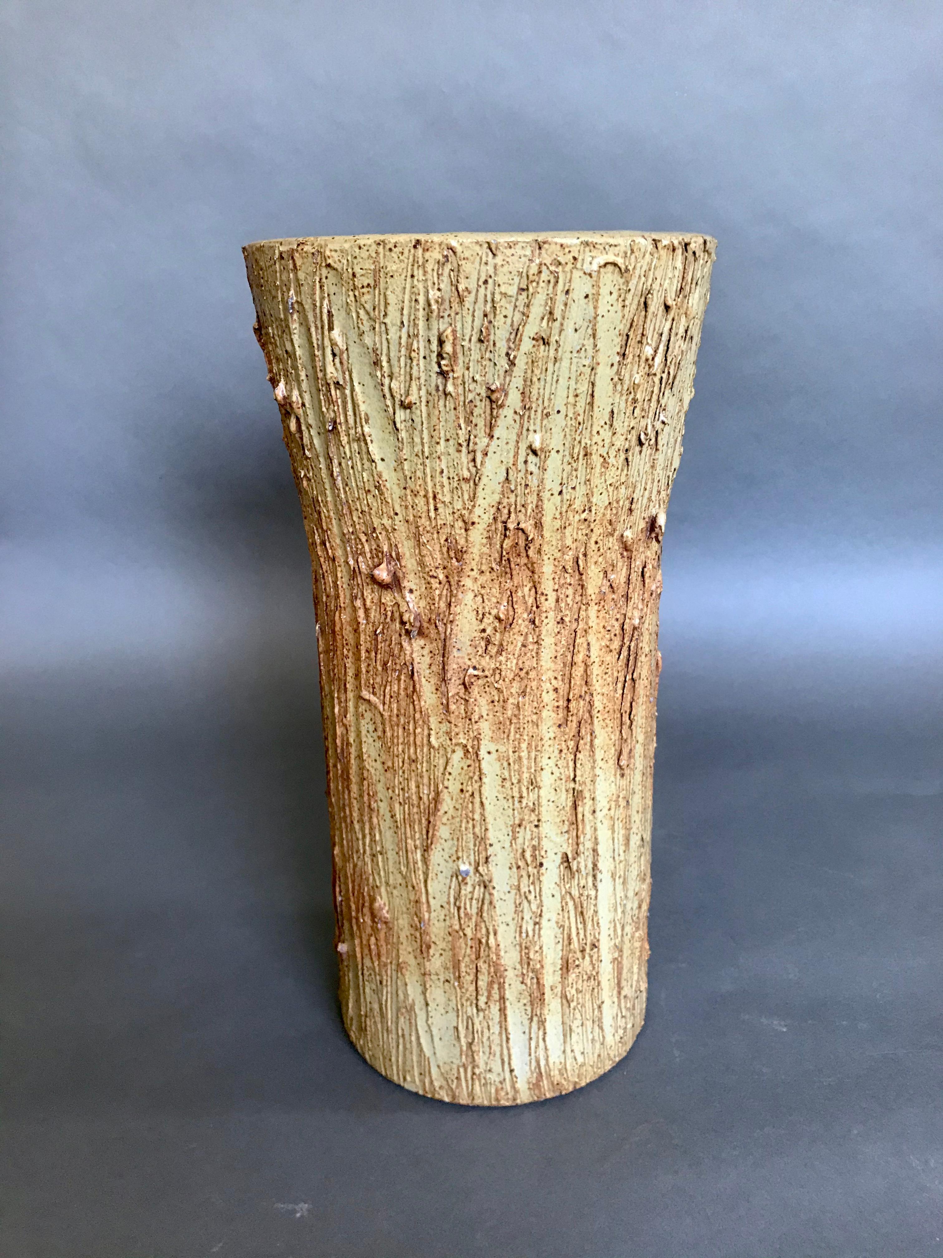 California design. 
Cylinder fluted form.
Made with Cressey's own low fired stoneware 