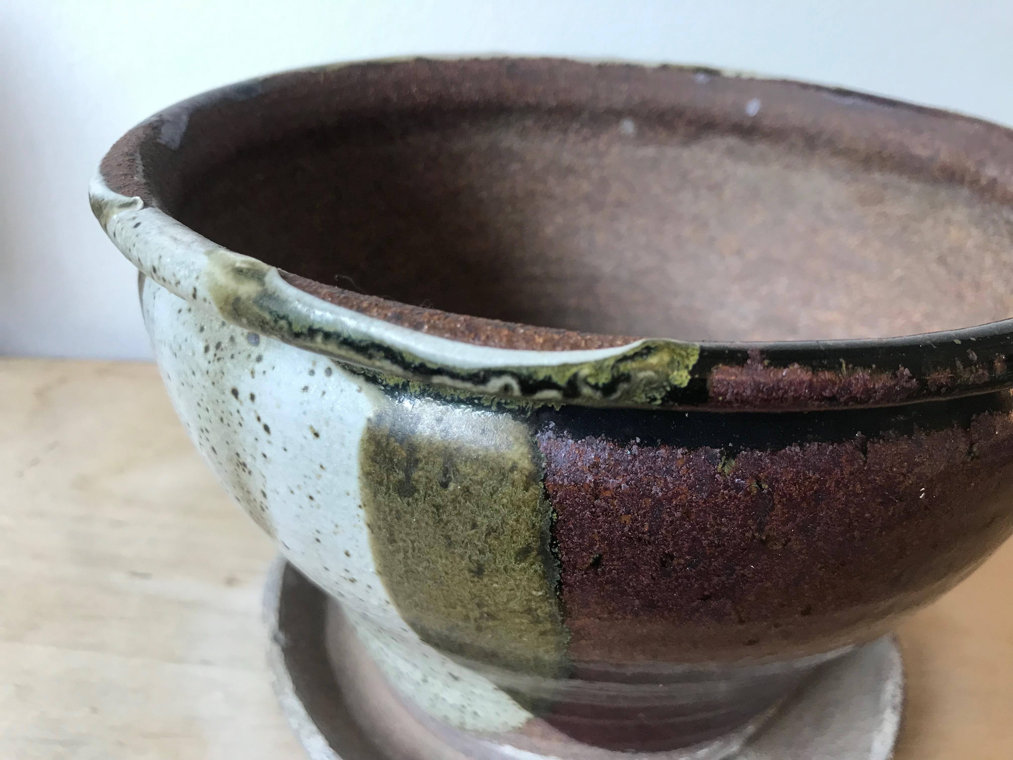 David Cressey Small Studio Pottery 'Flame' Glaze Planter  3