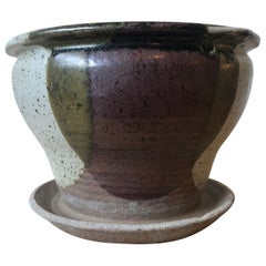 David Cressey Small Studio Pottery 'Flame' Glaze Planter