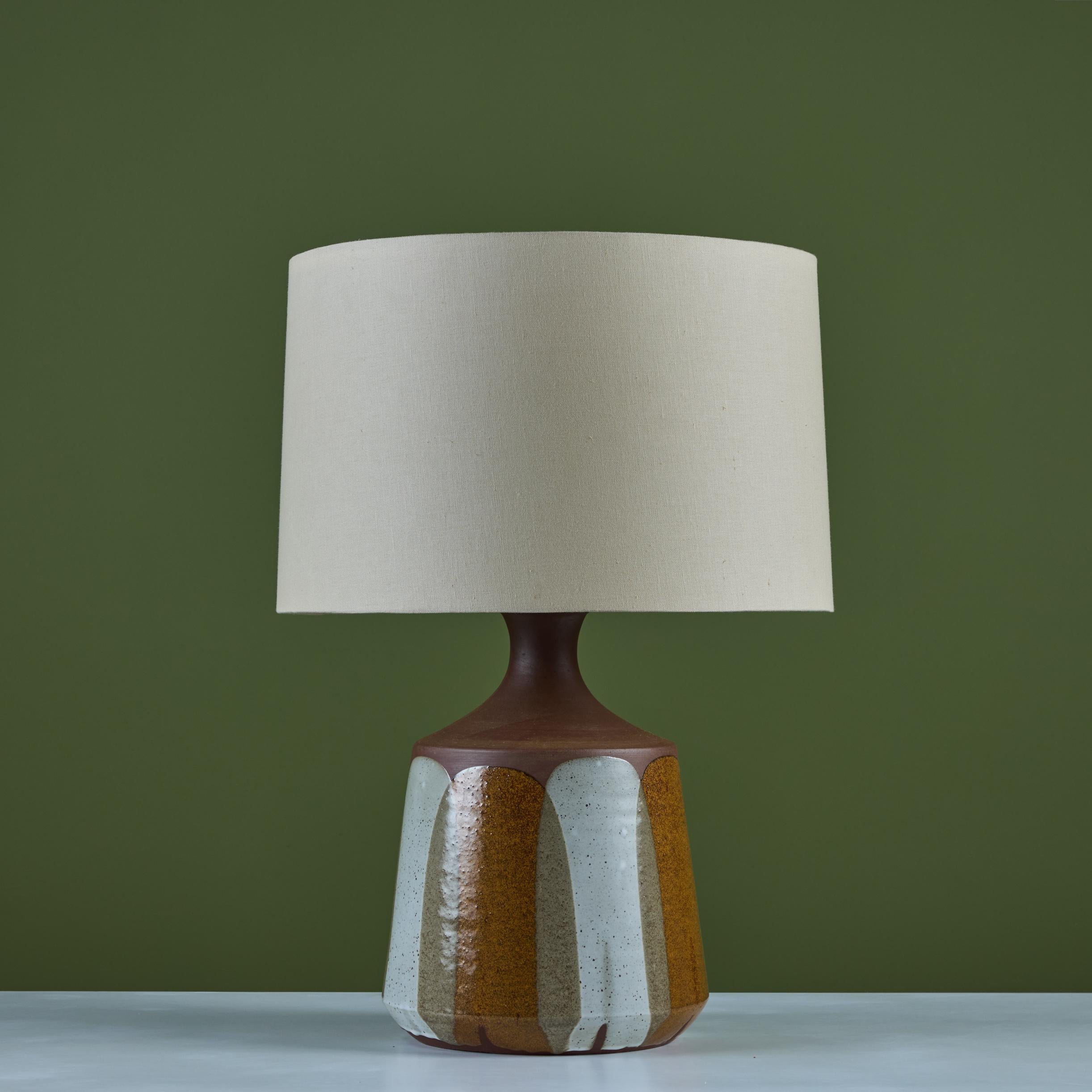 Glazed David Cressey Stoneware Flame Glaze Table Lamp For Sale