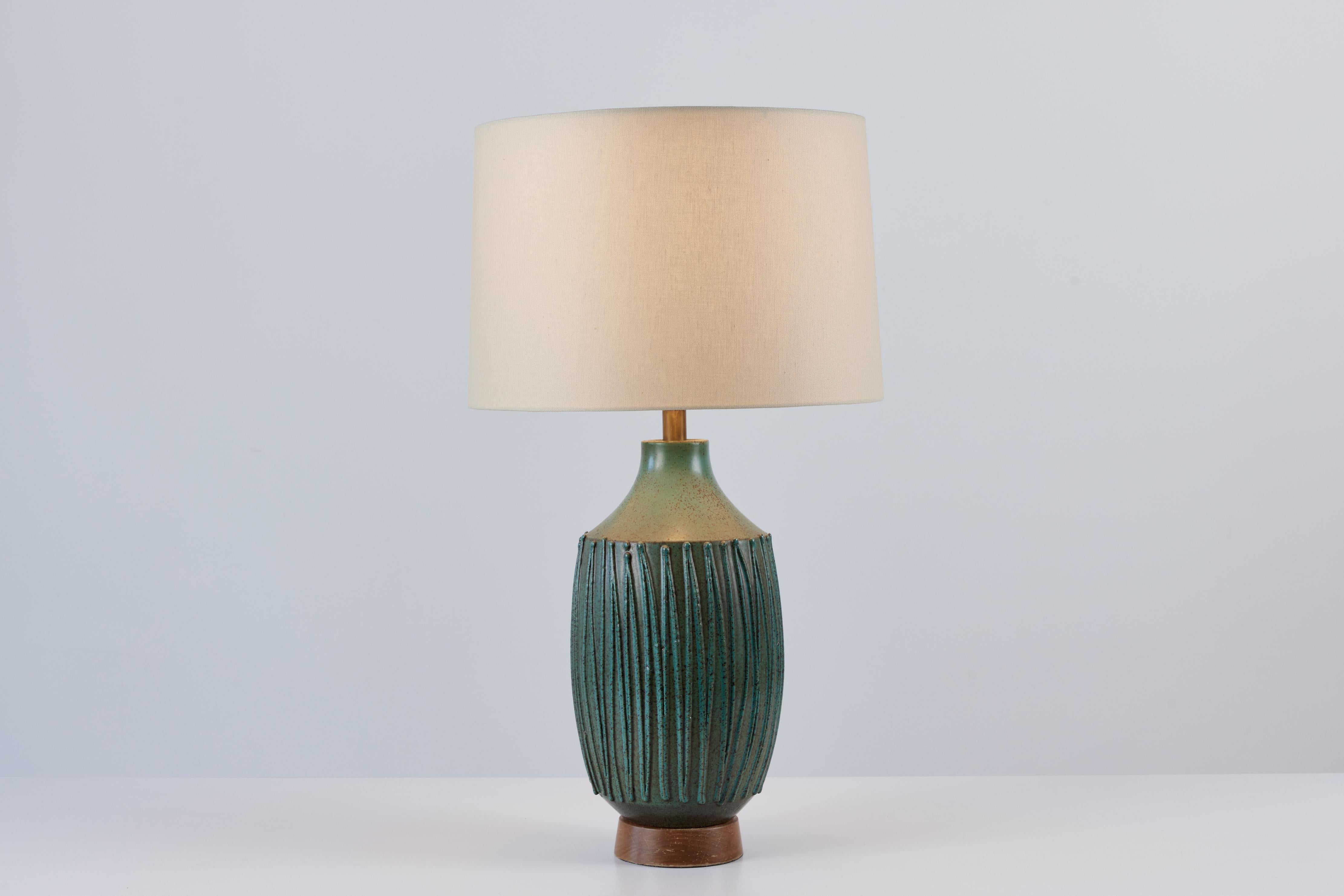 Glazed David Cressey Textured Stoneware Lamp for Architectural Pottery