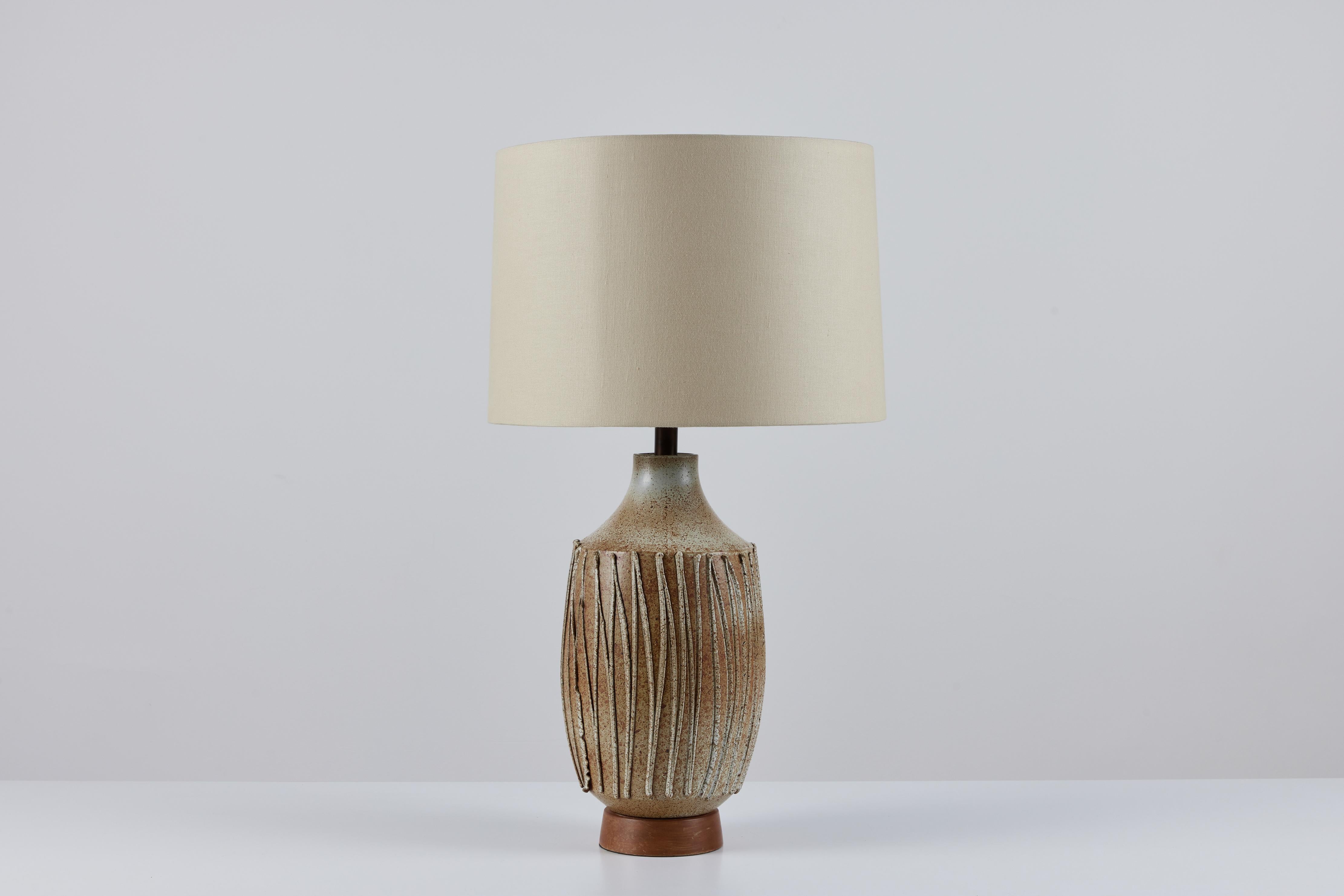 Glazed David Cressey Textured Stoneware Lamp for Architectural Pottery