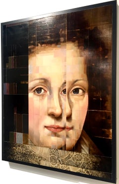 Countess of Arundel with Matrix, Old master style modern approach, Oil on metal