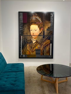 Maria Gonzaga von Lorraine, Porträt im königlichen Stil, zeitgenössisches Öl auf Metall