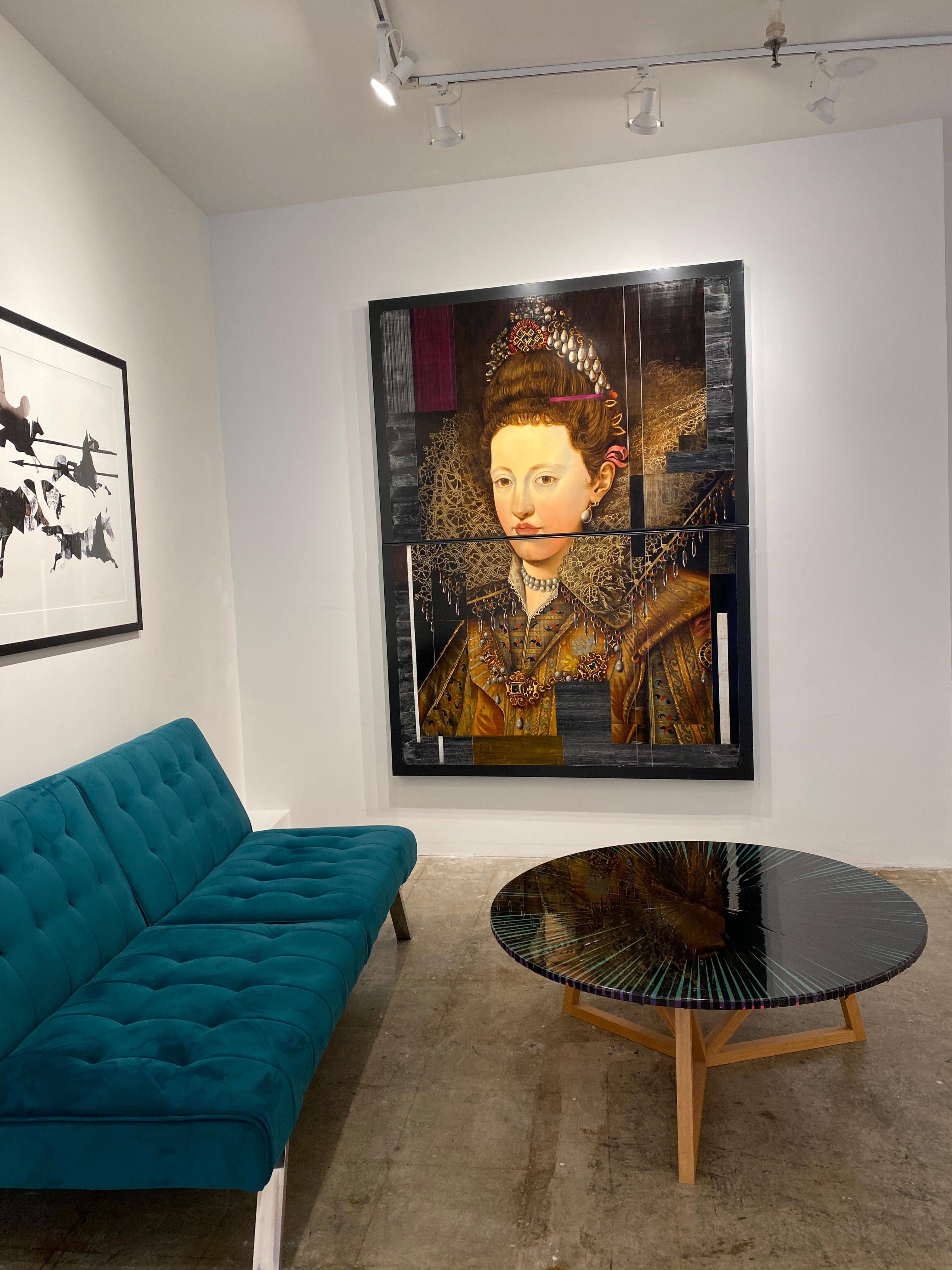 Maria Gonzaga di Lorrain, ritratto in stile reale, olio contemporaneo su metallo in vendita 5