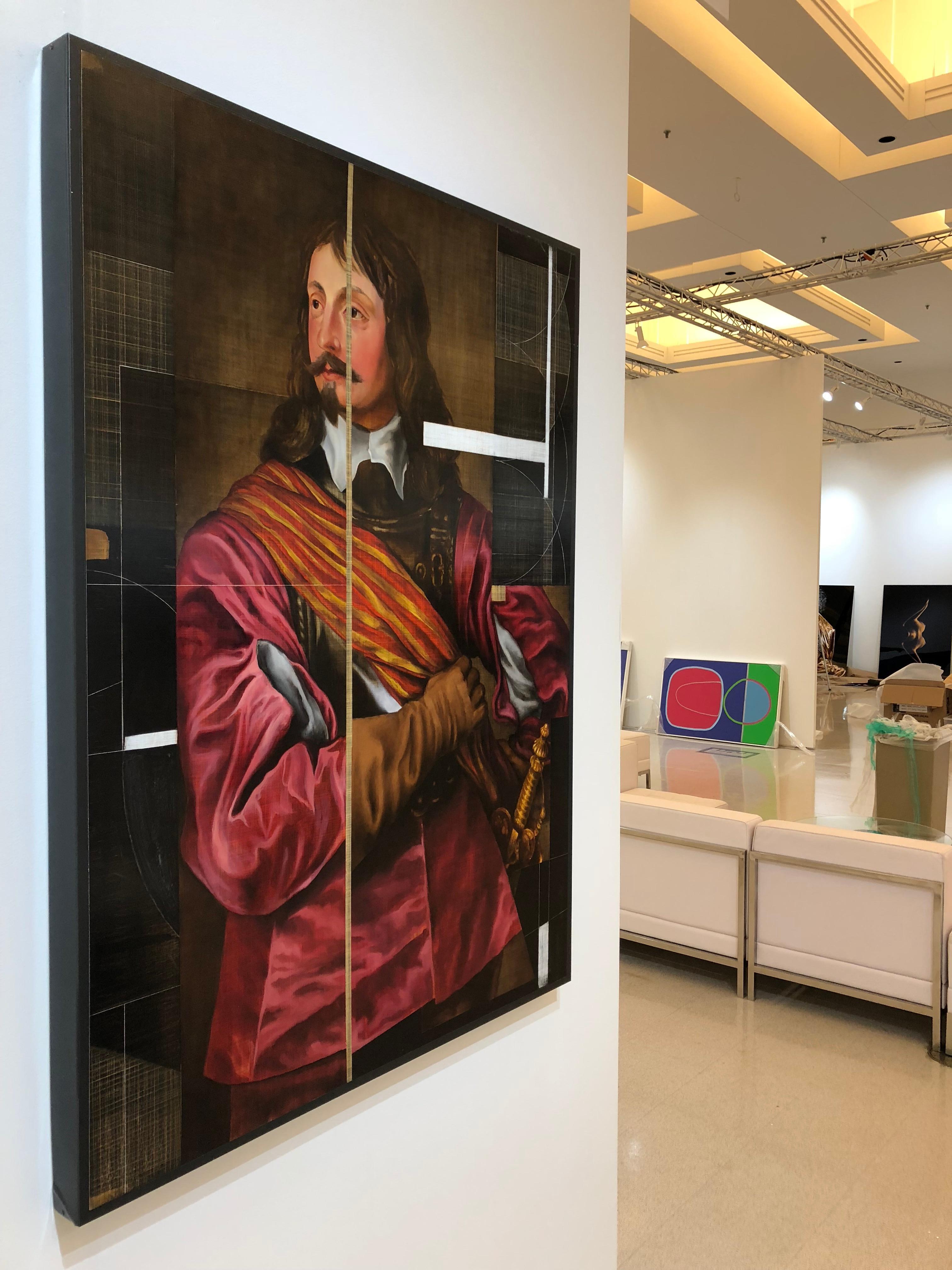 Sir John Mennes, Aristicratic portrait with a modern approach, Oil on metal - Contemporary Painting by David Crismon