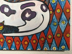 Gatos locos junto a la chimenea" , por David Crown, acrílico sobre lienzo