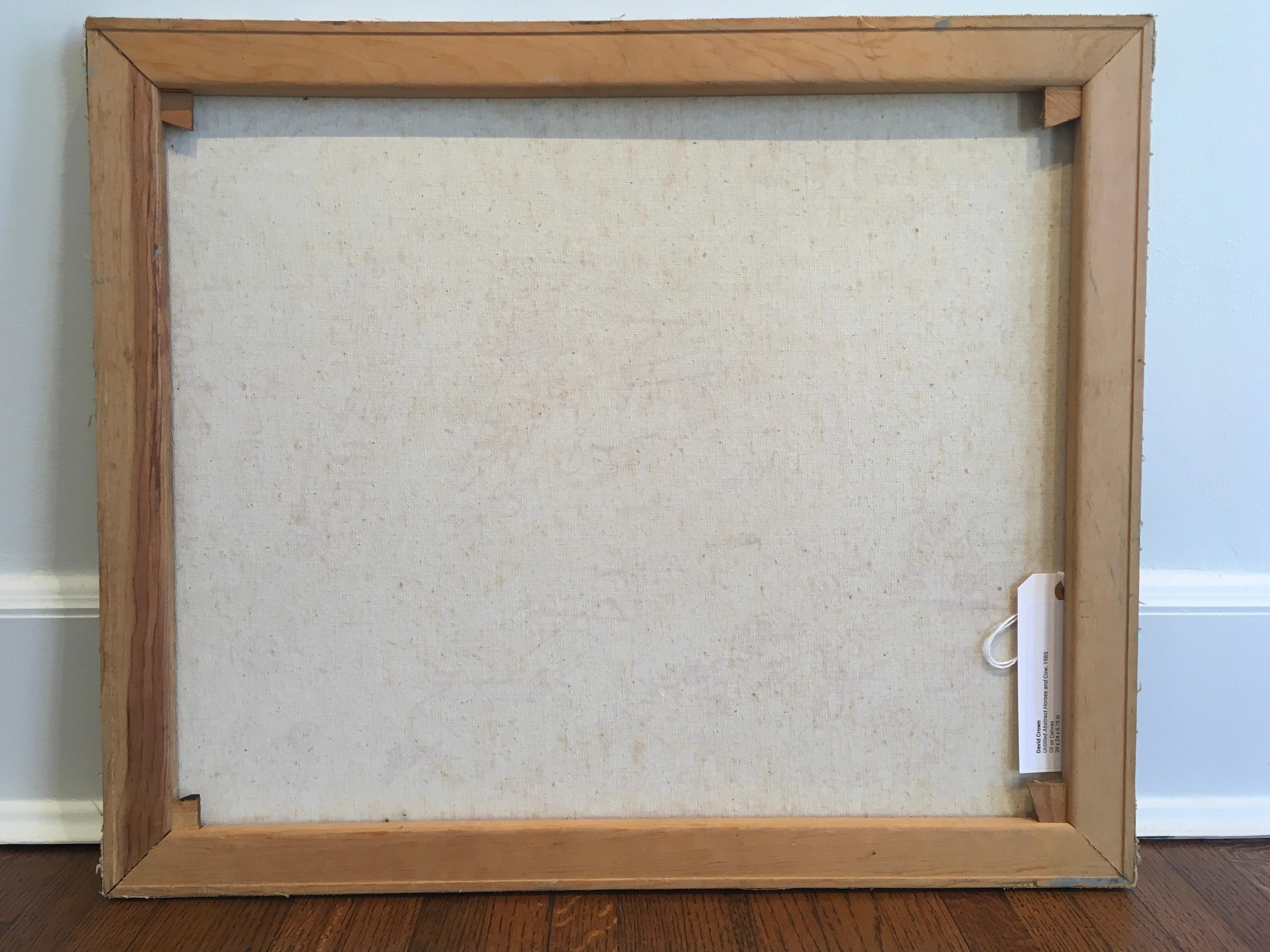 Abstrakte Pferde und Kuh, ohne Titel, von David Crown, Öl auf Leinwand Gemälde – Painting von David Crown 
