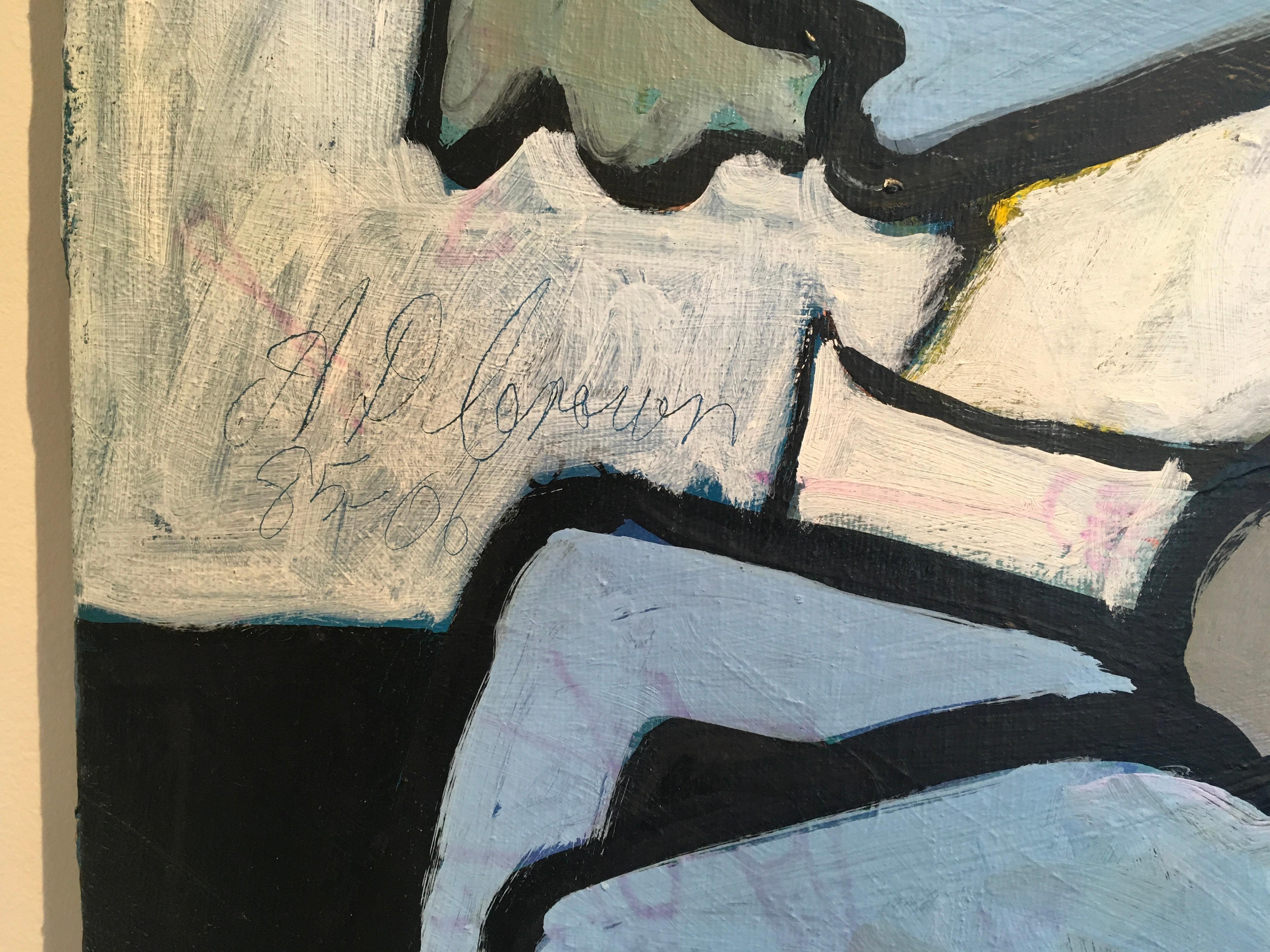 Abstrakte Pferde und Kuh, ohne Titel, von David Crown, Öl auf Leinwand Gemälde im Angebot 1