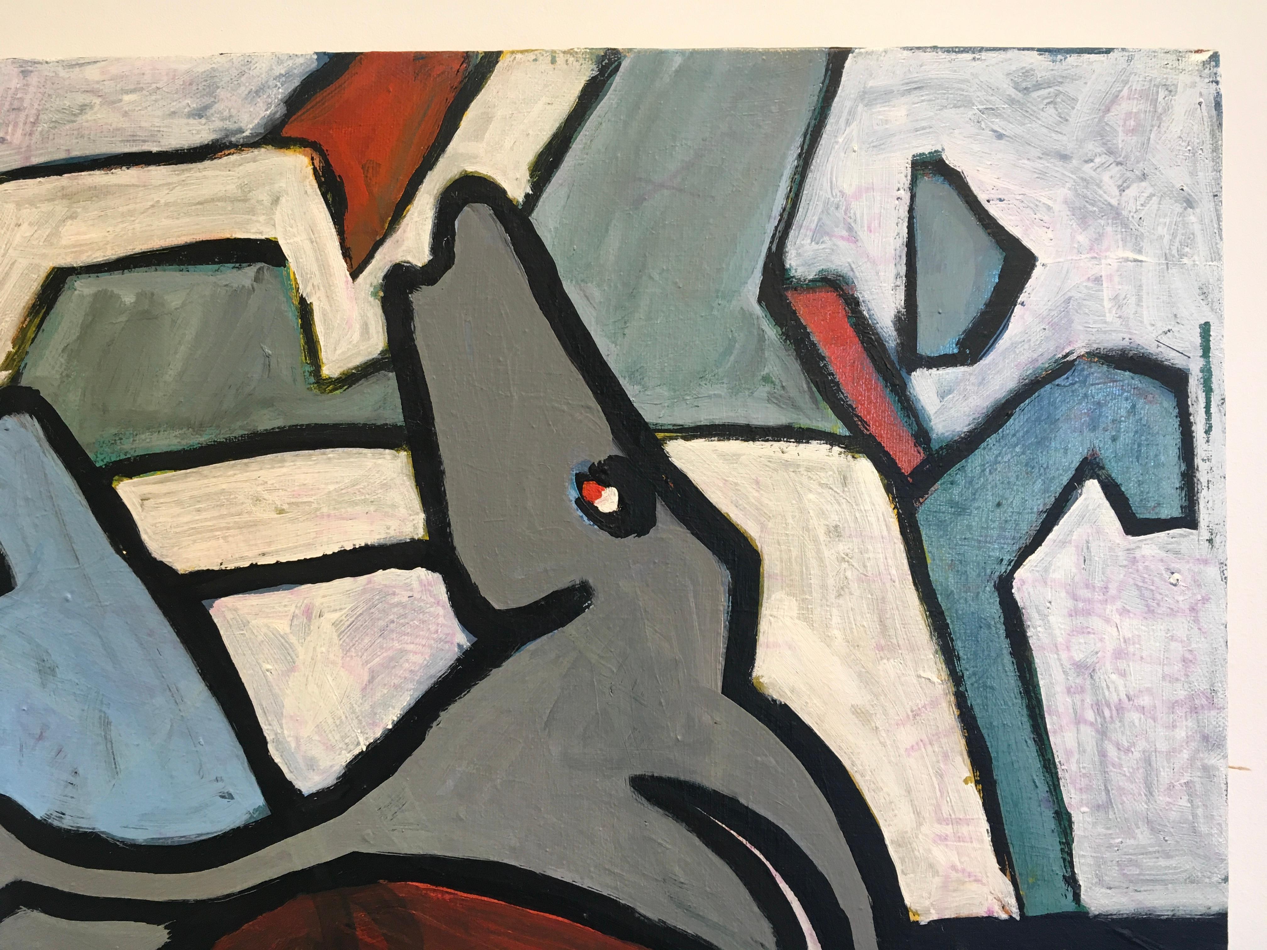 Abstrakte Pferde und Kuh, ohne Titel, von David Crown, Öl auf Leinwand Gemälde im Angebot 2
