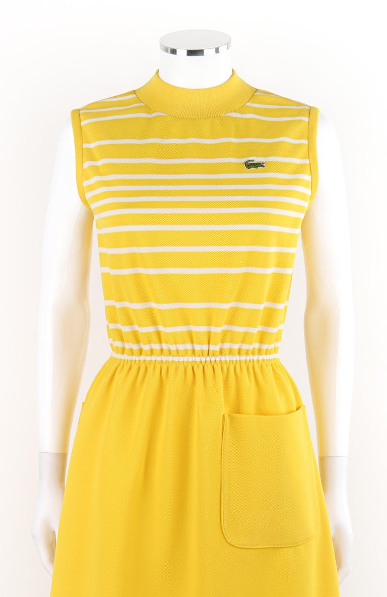 DAVID CRYSTAL LACOSTE c.1960's Yellow White Striped Knee Length Polo Sport  Dress For Sale at 1stDibs | lacoste green dress, lacoste sleeveless dress,  yellow striped crystal